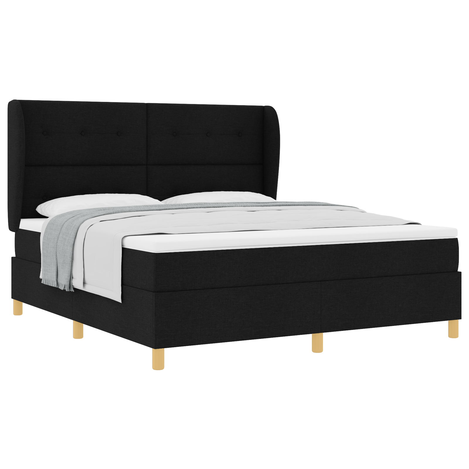 Box Spring Bed with Mattress Black 180x200 cm Fabric - Image 2