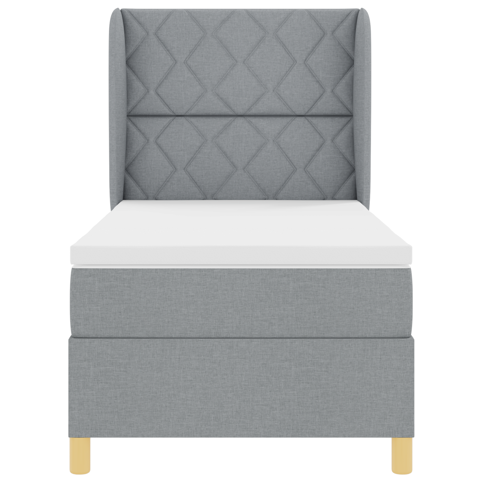 Box Spring Bed with Mattress - Light Grey - 90x200 cm Fabric - Image 8