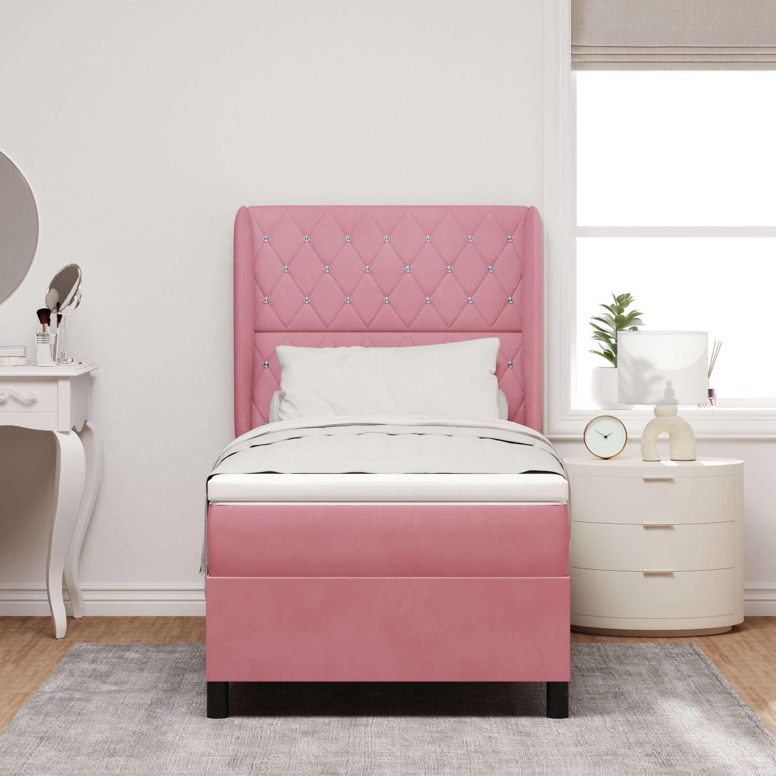 Čiužinys su lovos konstrukcija Rožinė 90x190 cm Aksomas - Image 5