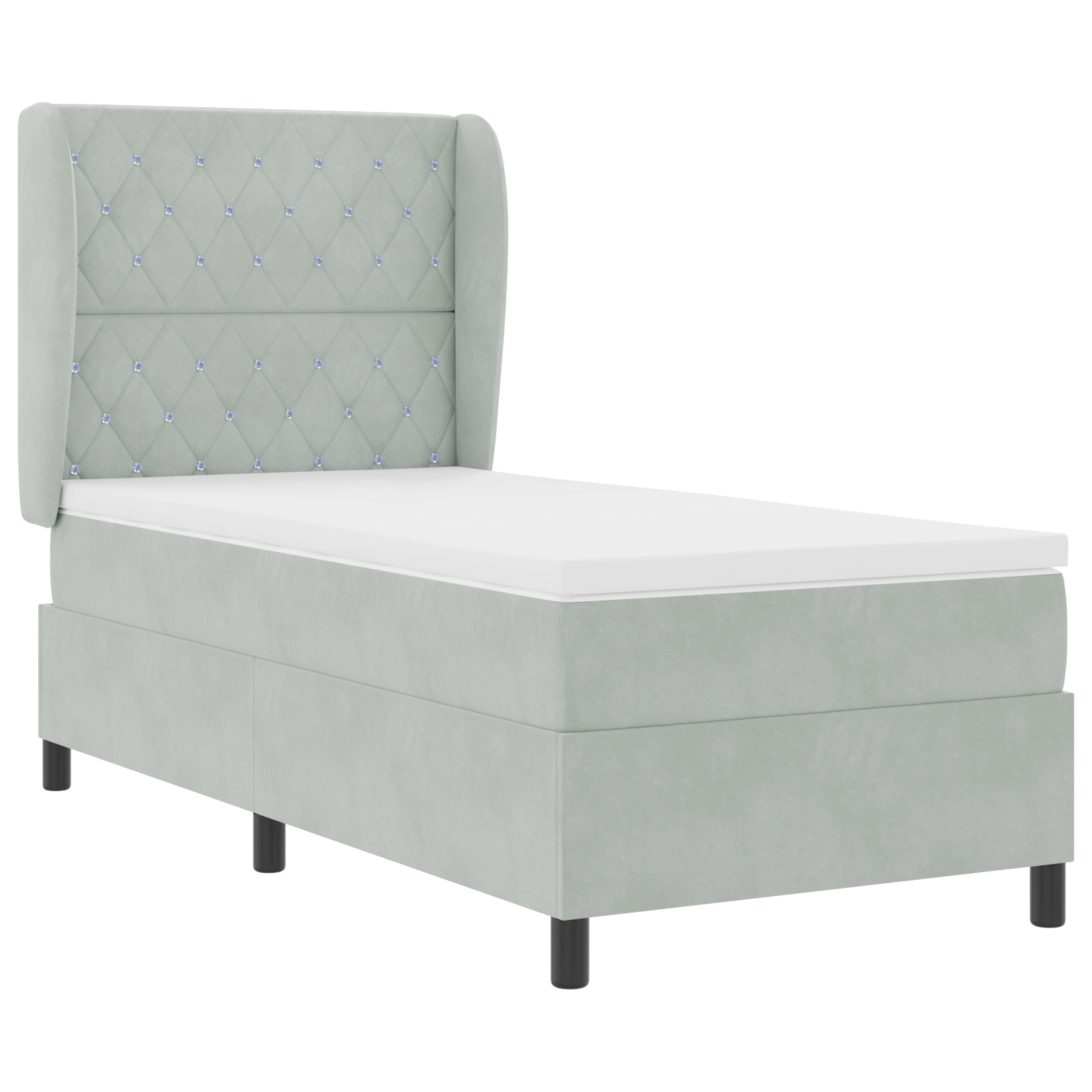 Thumbnail - vidaXL Boxspringbett mit Matratze - Hellgrau - 90 x 200 cm - Samt