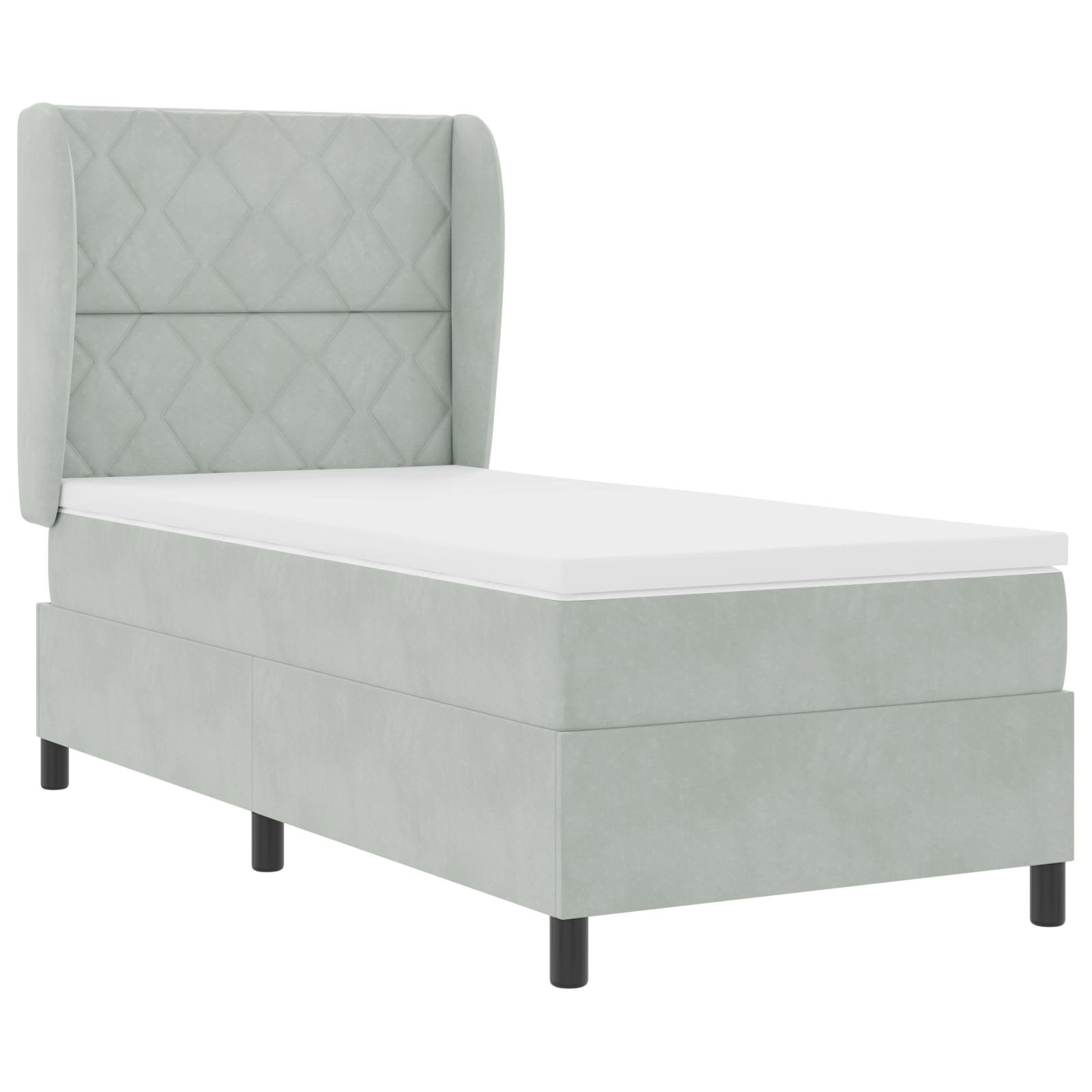 Thumbnail - vidaXL Boxspringbett mit Matratze Hellgrau 90x200 cm aus Samt