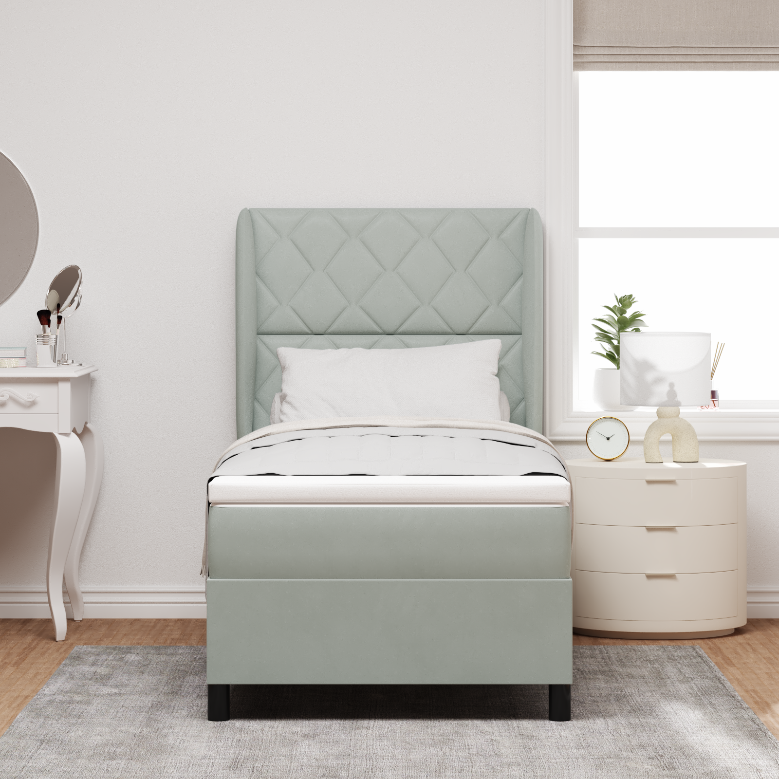 Thumbnail - vidaXL Boxspringbett mit Matratze Hellgrau 90x200 cm aus Samt