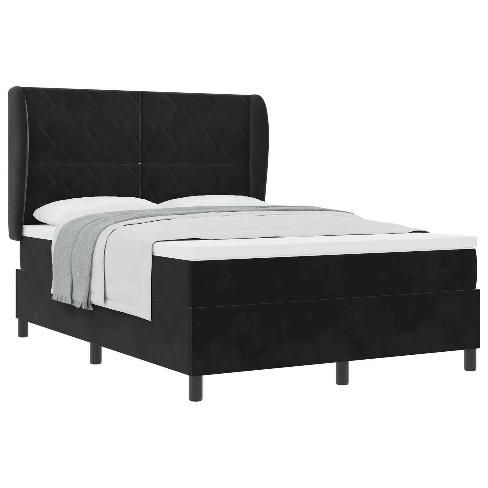 Thumbnail - vidaXL Boxspringbett mit Matratze in Schwarz 160x200 cm aus Samt
