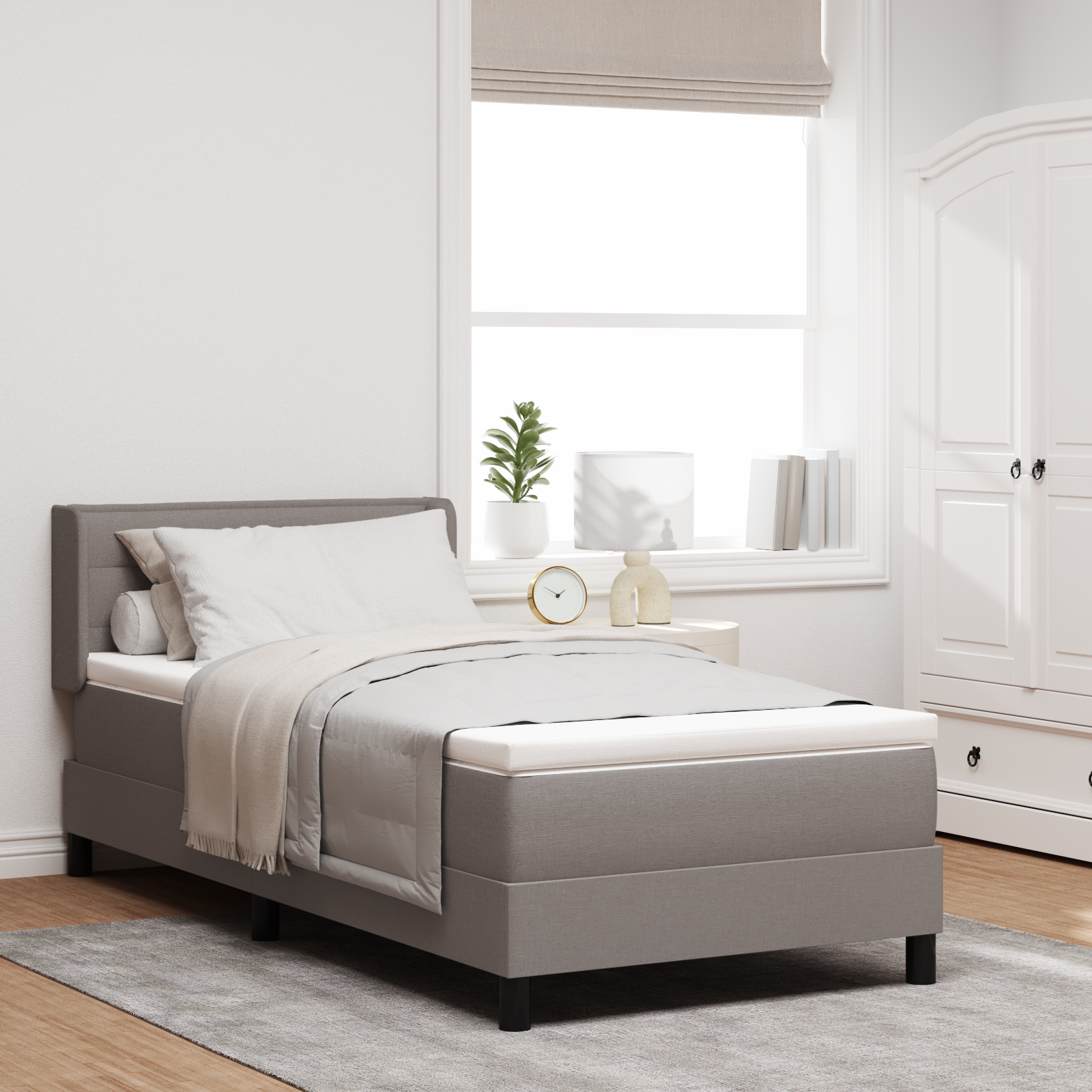 Box Spring Bed with Mattress Taupe 80x200 cm Fabric