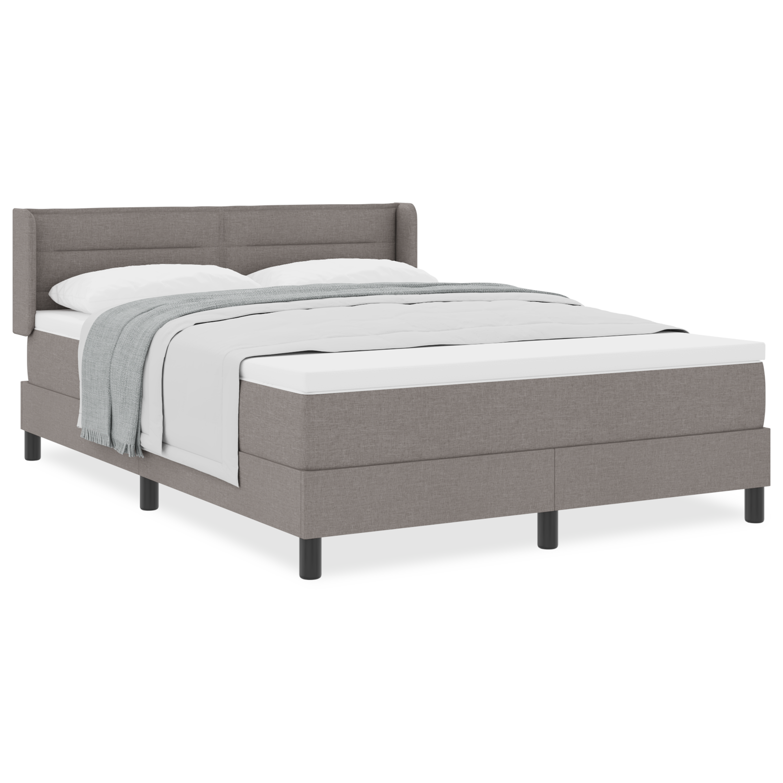 Box Spring Bed with Mattress Taupe 140x190 cm Fabric - Image 4