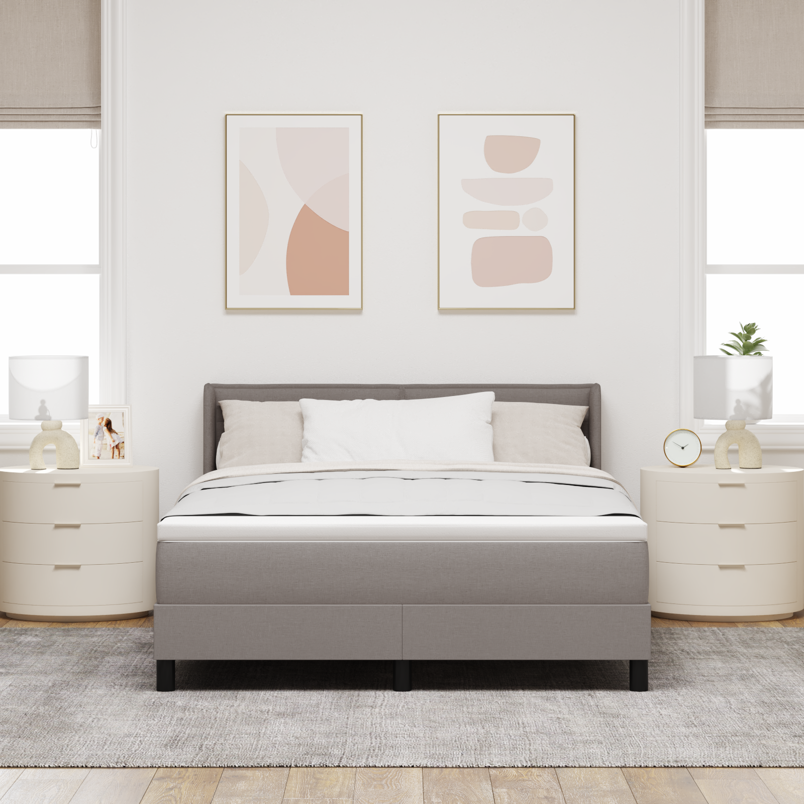 Box Spring Bed with Mattress Taupe 140x190 cm Fabric - Image 5