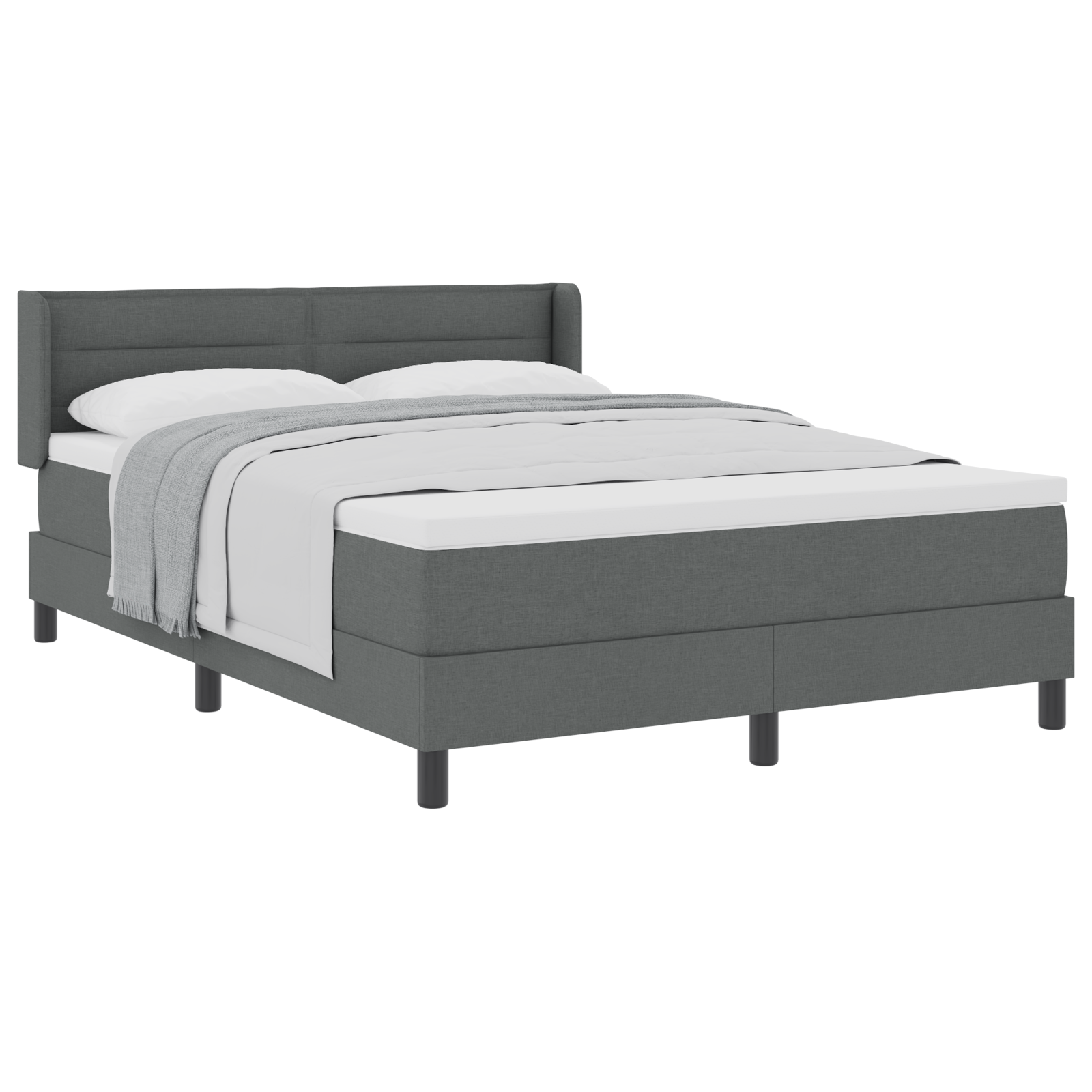 Thumbnail - vidaXL Boxspringbett mit Matratze in Dunkelgrau, 140x200 cm Stoff