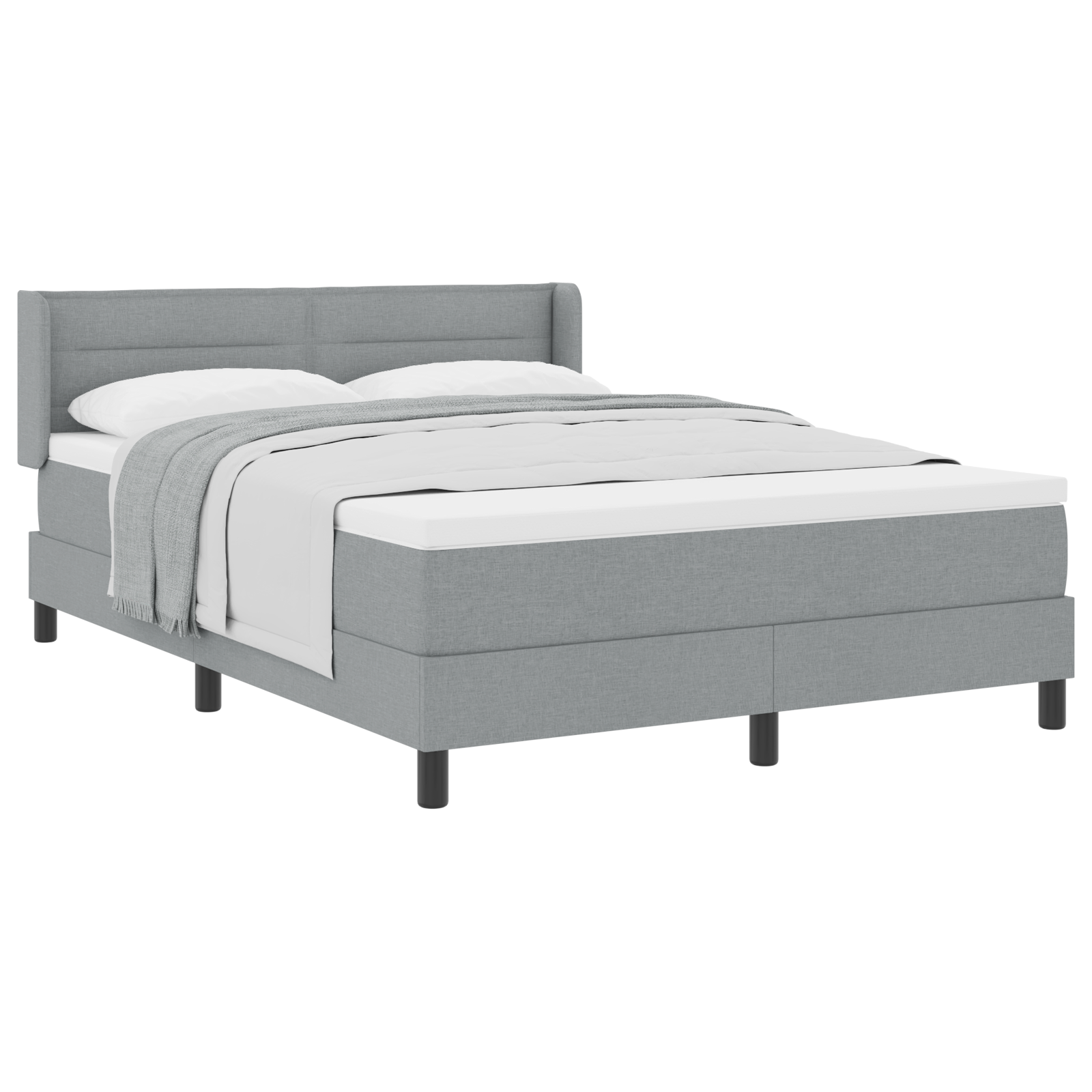 Thumbnail - vidaXL Boxspringbett mit Matratze – Hellgrau, 160 x 200 cm – Stoff