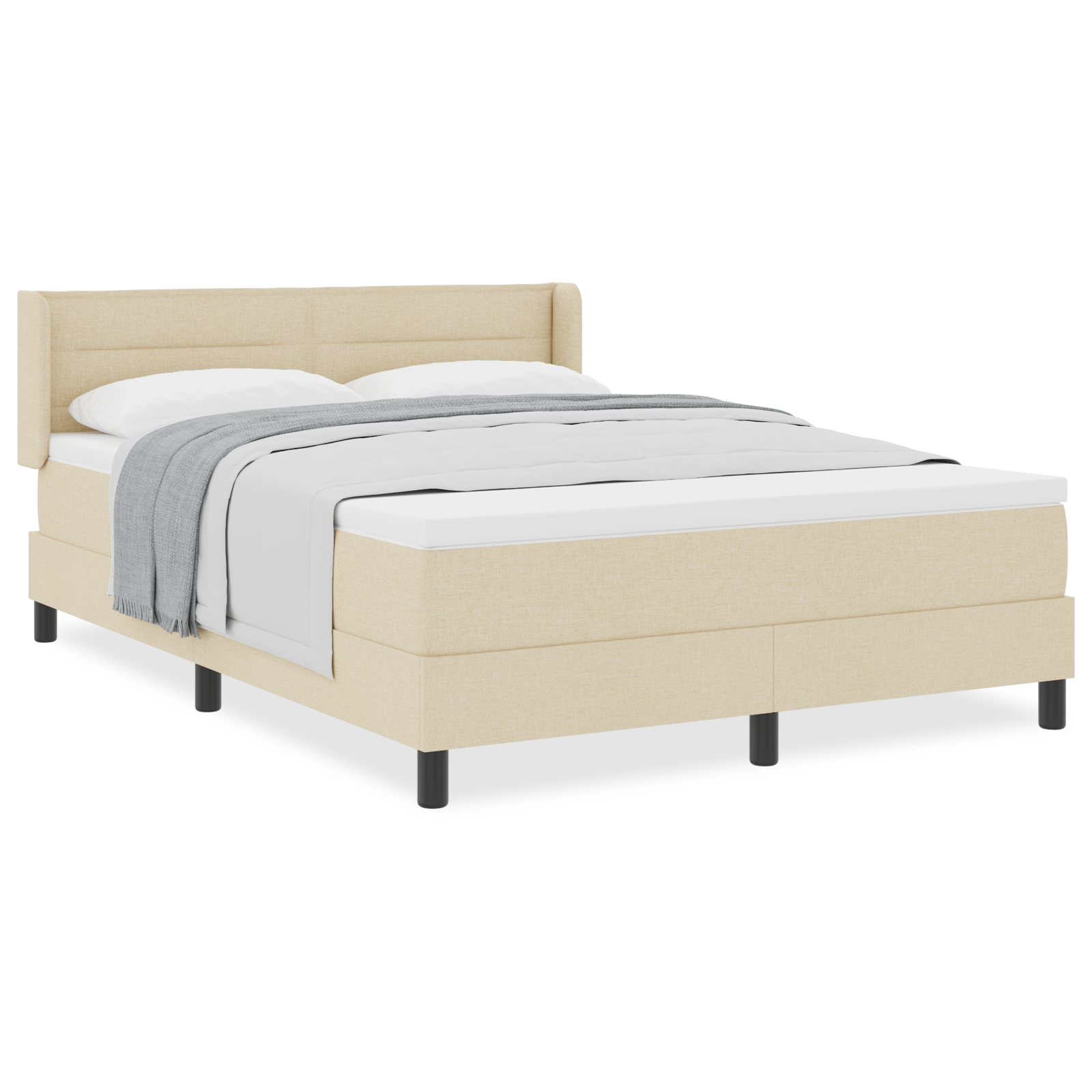 Box Spring Bed with Mattress Cream 160x200 cm Fabric - Image 4