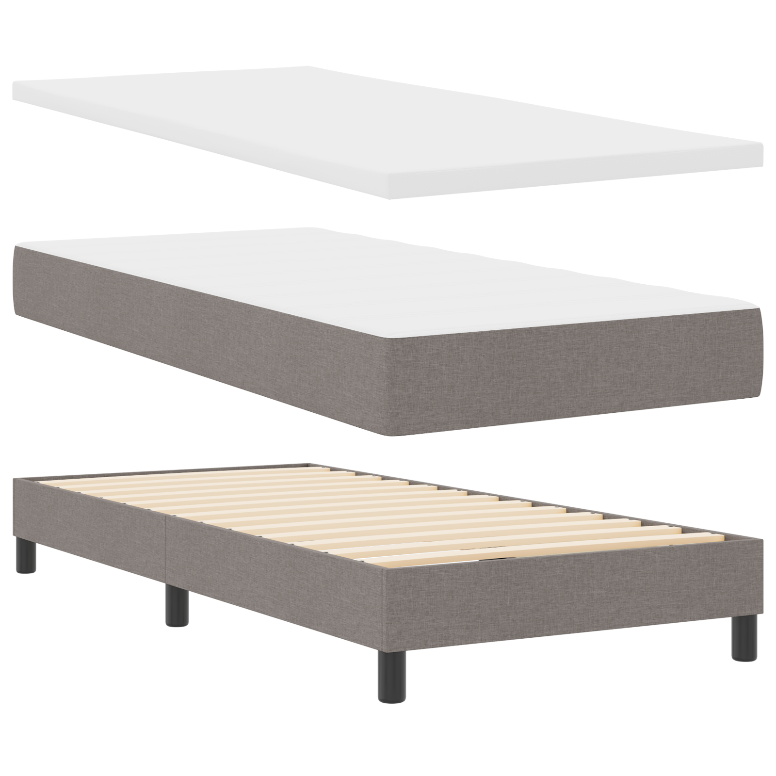 Thumbnail - vidaXL Boxspringbett mit Matratze - Taupe, 80x200 cm, Stoff