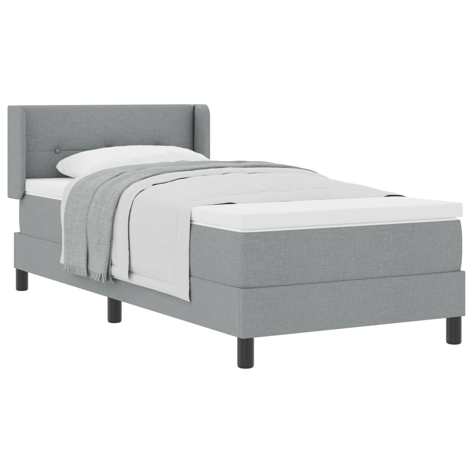 Thumbnail - vidaXL Boxspringbett mit Matratze - hellgrau - 90 x 190 cm - Stoff