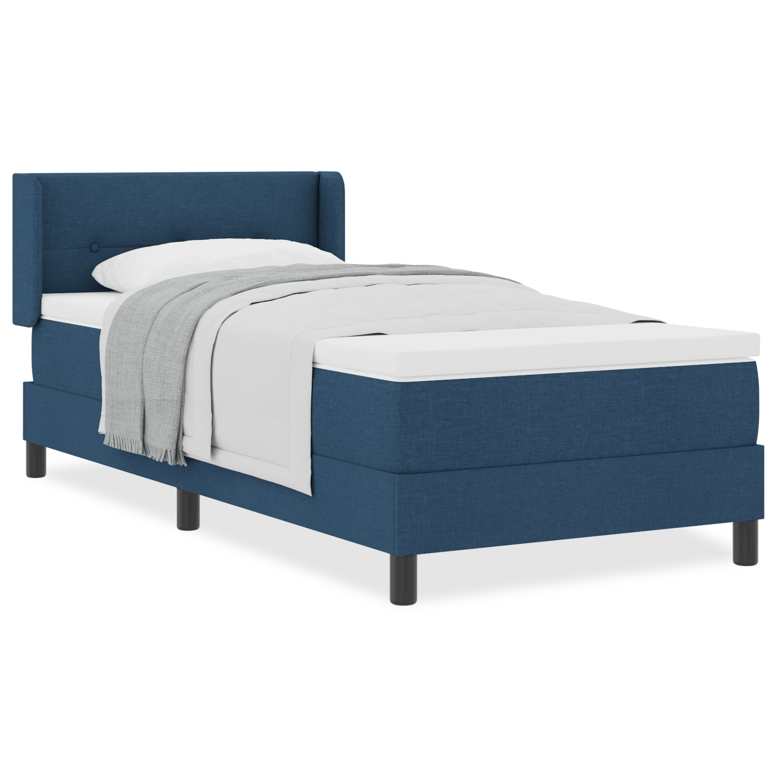 Box Spring Bed with Mattress Blue 90x190 cm Fabric - Image 4