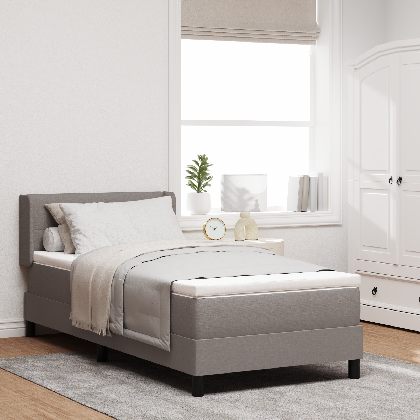 Thumbnail - vidaXL Boxspringbett mit Matratze Taupe 100x200 cm Stoff