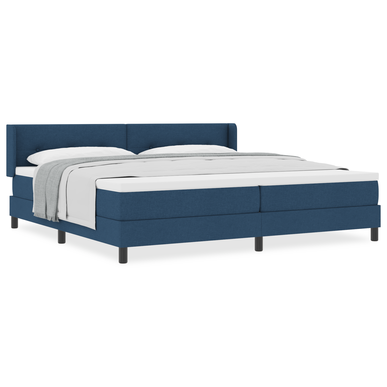 Box Spring Bed with Mattress Blue 200x200 cm Fabric - Image 4