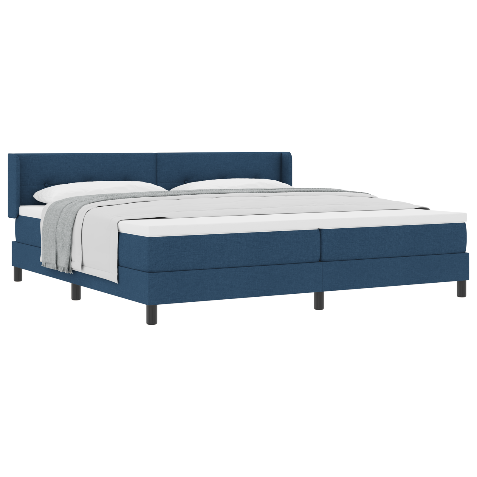 Box Spring Bed with Mattress Blue 200x200 cm Fabric - Image 2