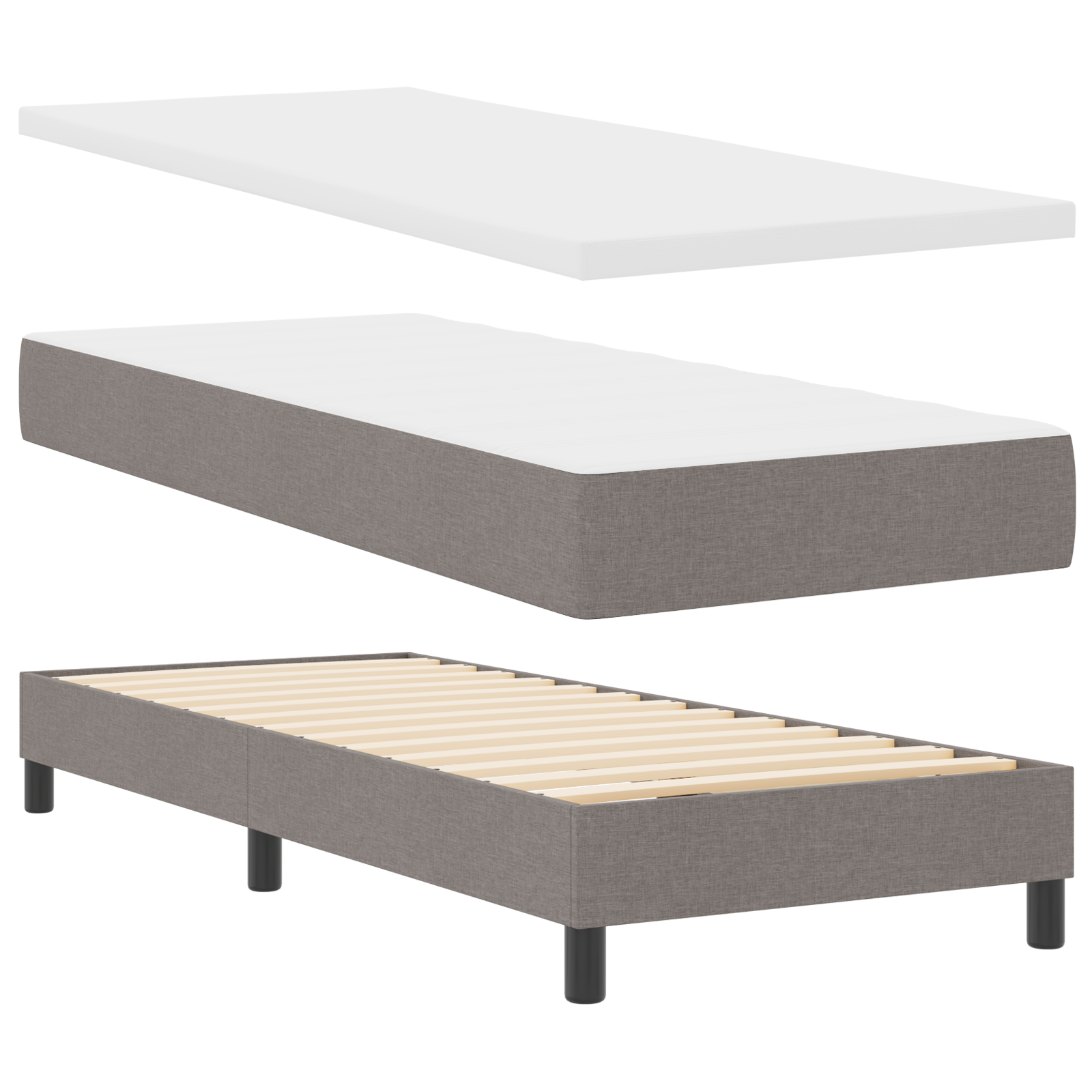 Thumbnail - vidaXL Boxspringbett mit Matratze in Taupe, 80x200 cm Stoff