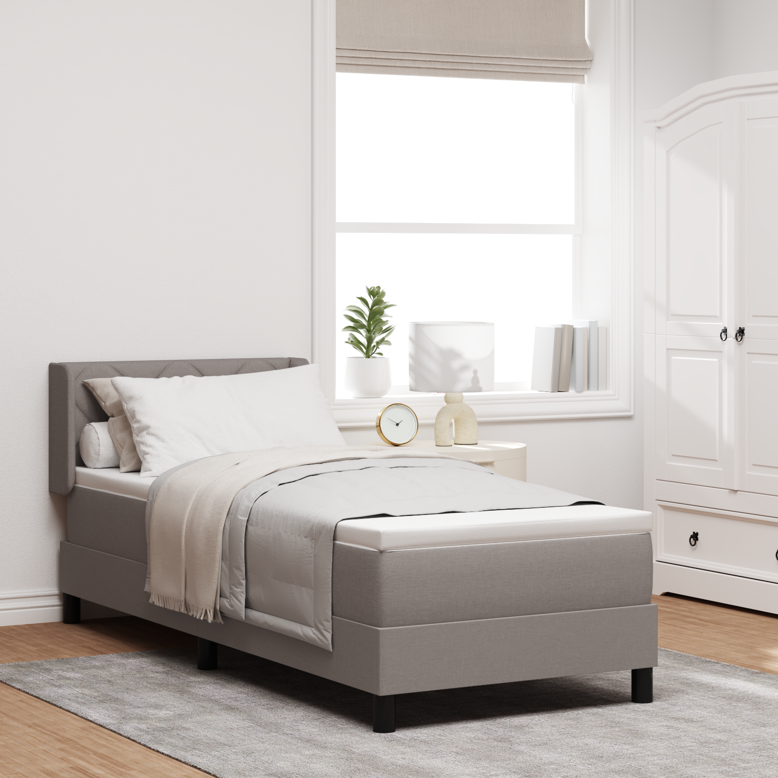 Thumbnail - vidaXL Boxspringbett mit Matratze in Taupe, 80x200 cm Stoff