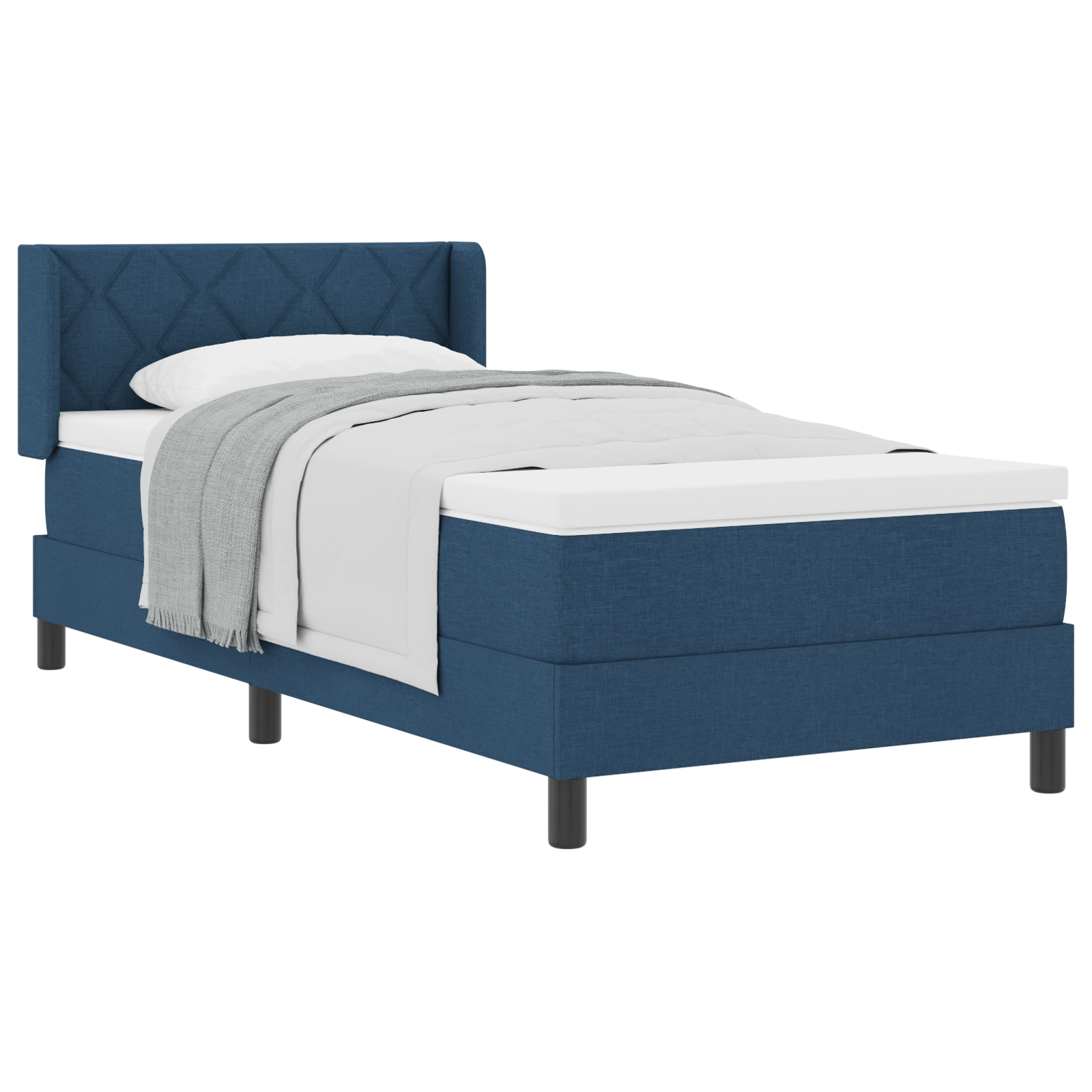 Thumbnail - vidaXL Boxspringbett mit Matratze - Blau - 100 x 200 cm - Stoff