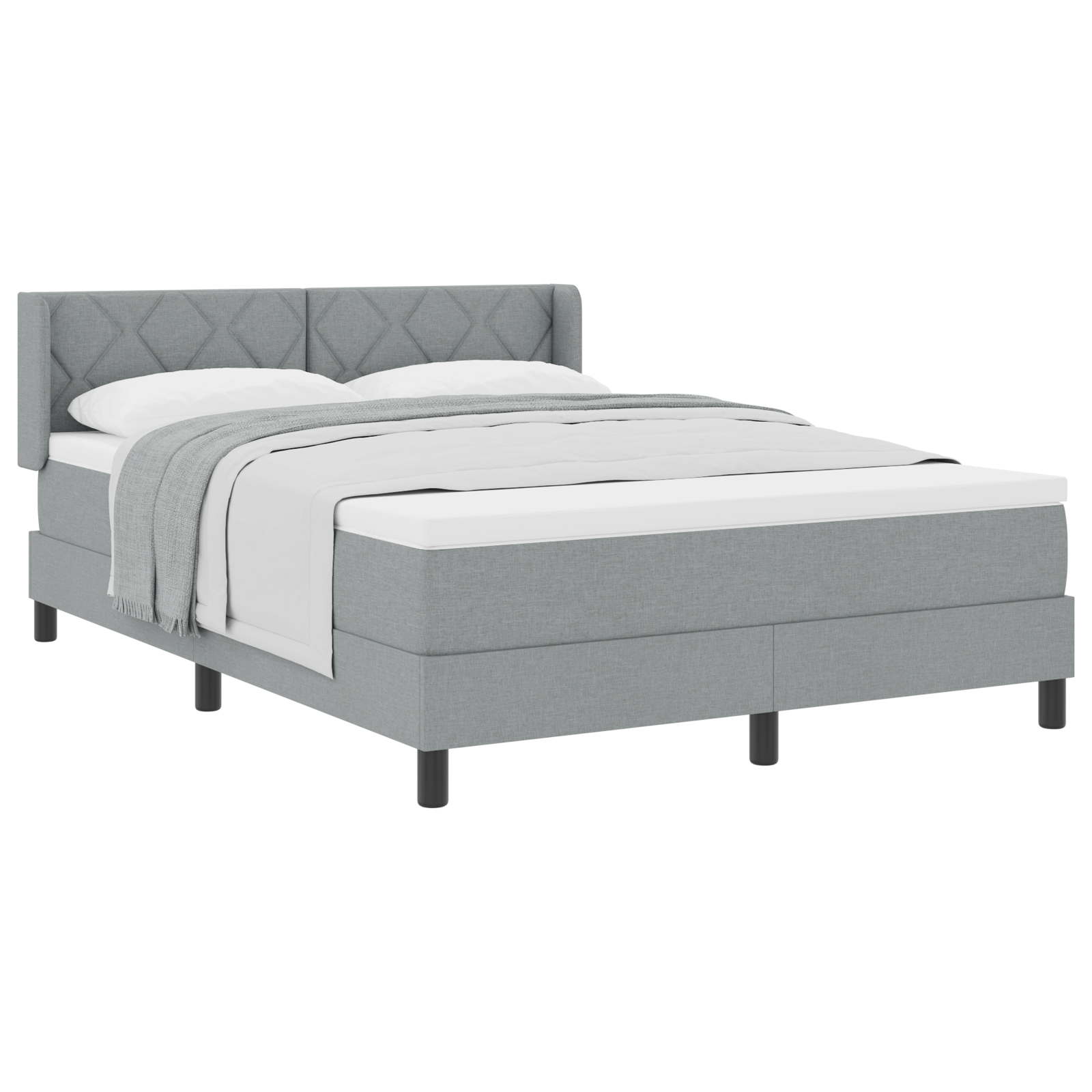 Thumbnail - vidaXL Boxspringbett mit Matratze - Hellgrau - 140 x 190 cm - Stoff