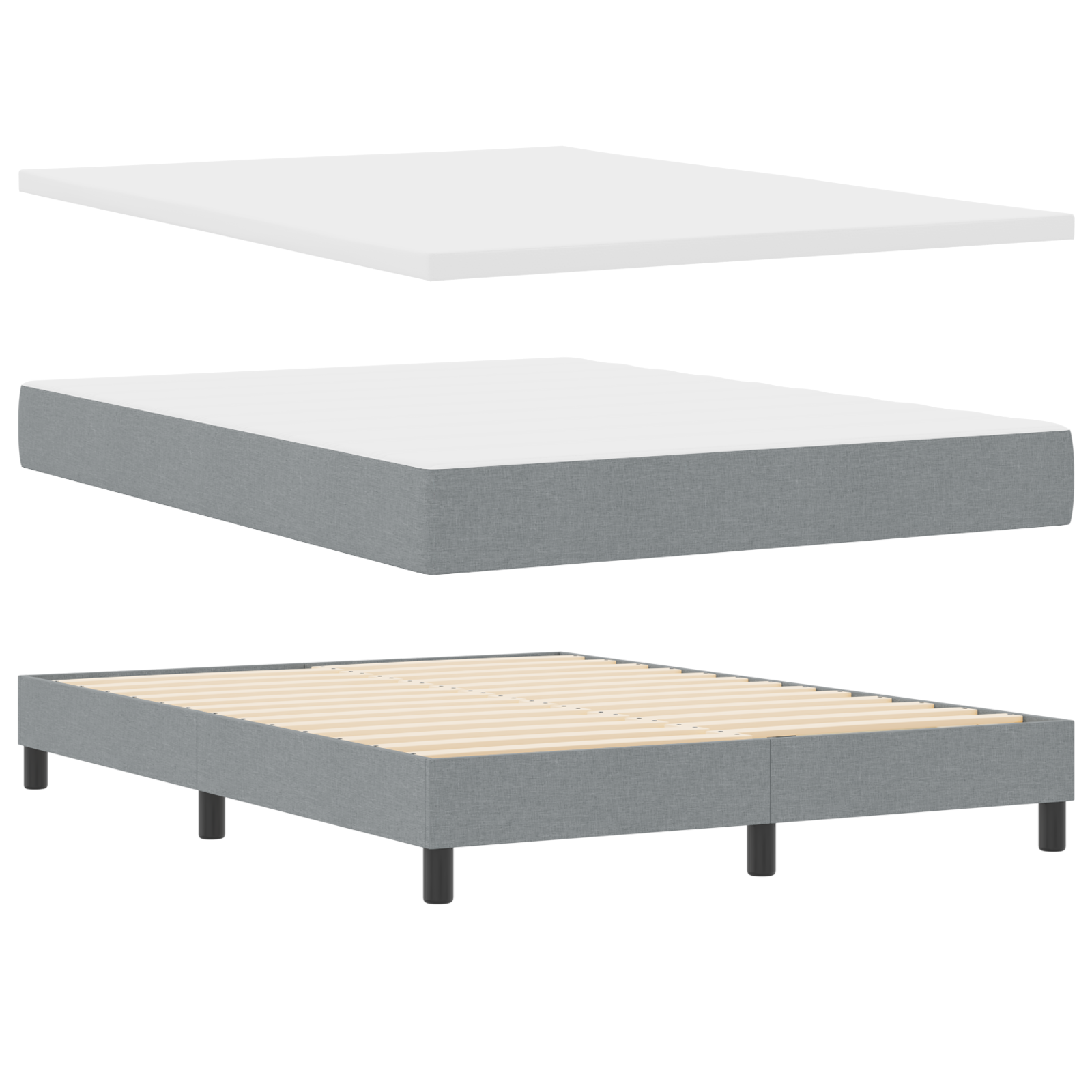 Thumbnail - vidaXL Boxspringbett mit Matratze Hellgrau 160x200 cm Stoff