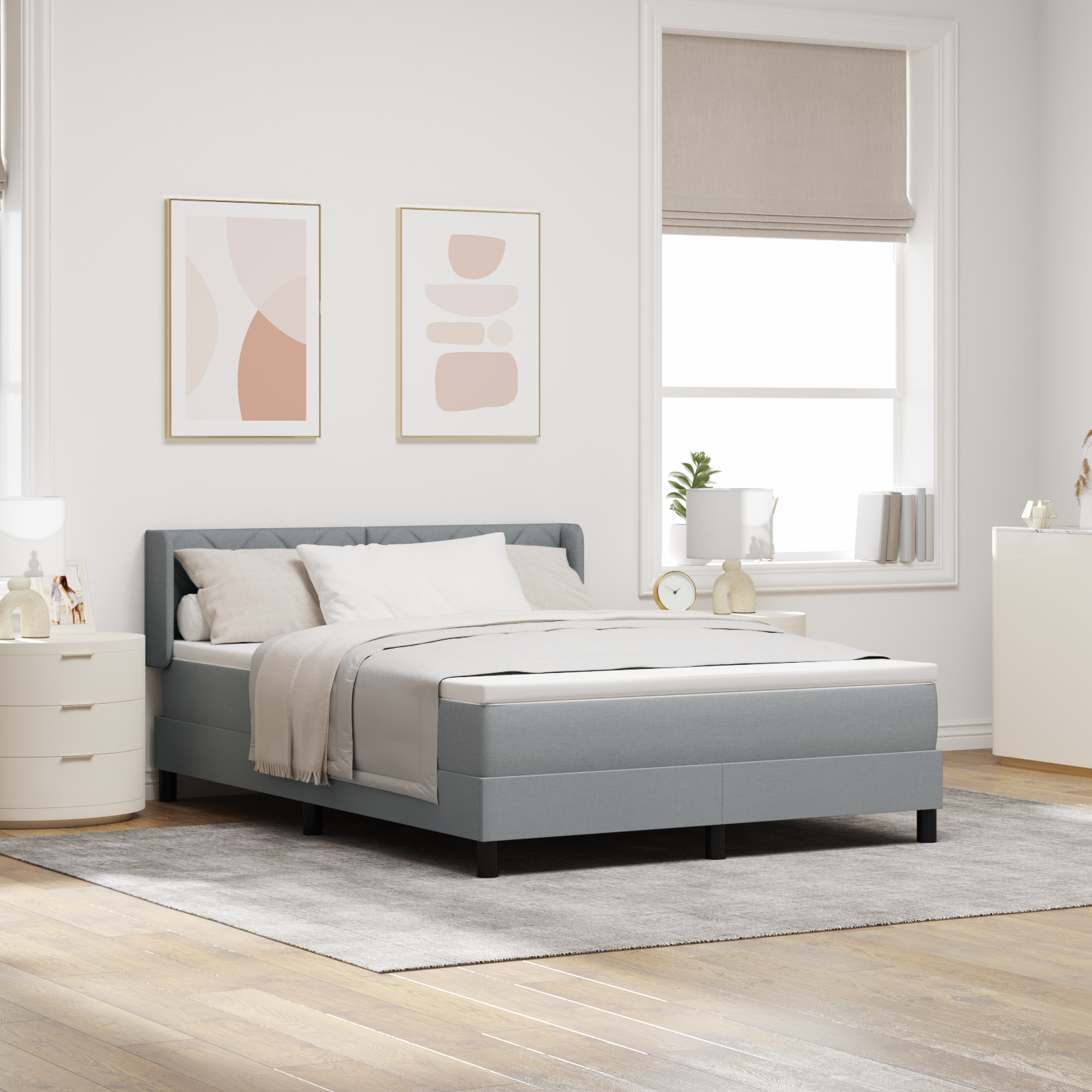 Thumbnail - vidaXL Boxspringbett mit Matratze Hellgrau 160x200 cm Stoff