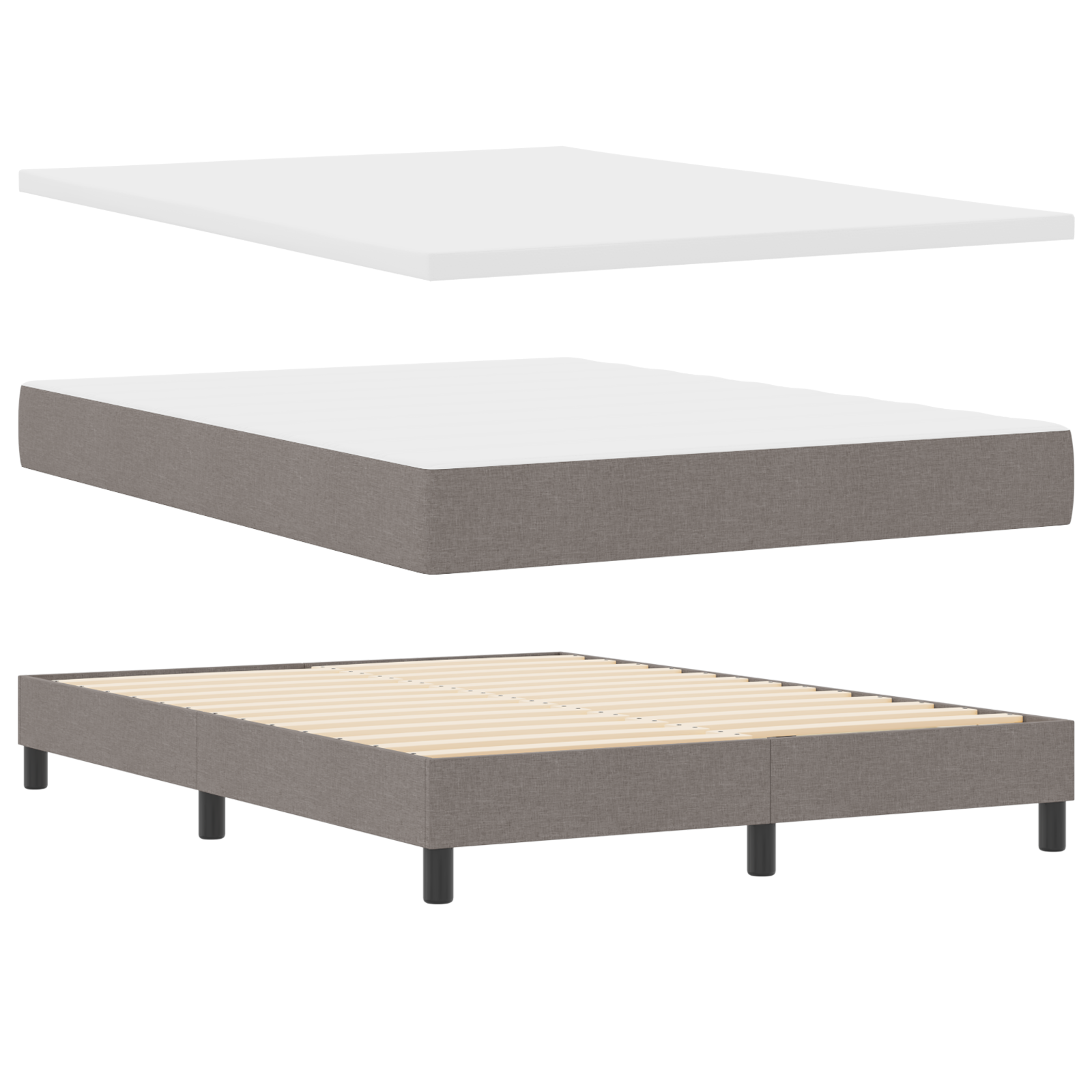 Thumbnail - vidaXL Boxspringbett mit Matratze in Taupe - 160 x 200 cm aus Stoff