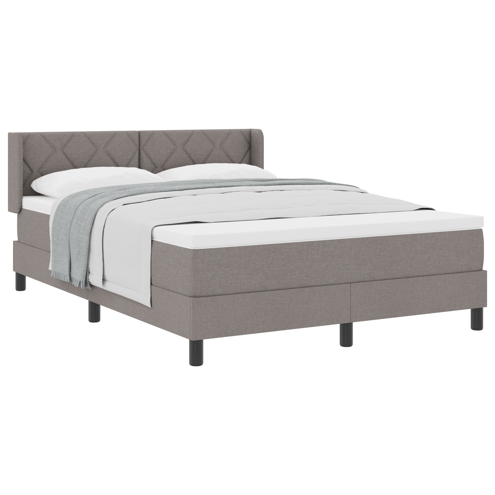 Thumbnail - vidaXL Boxspringbett mit Matratze in Taupe - 160 x 200 cm aus Stoff
