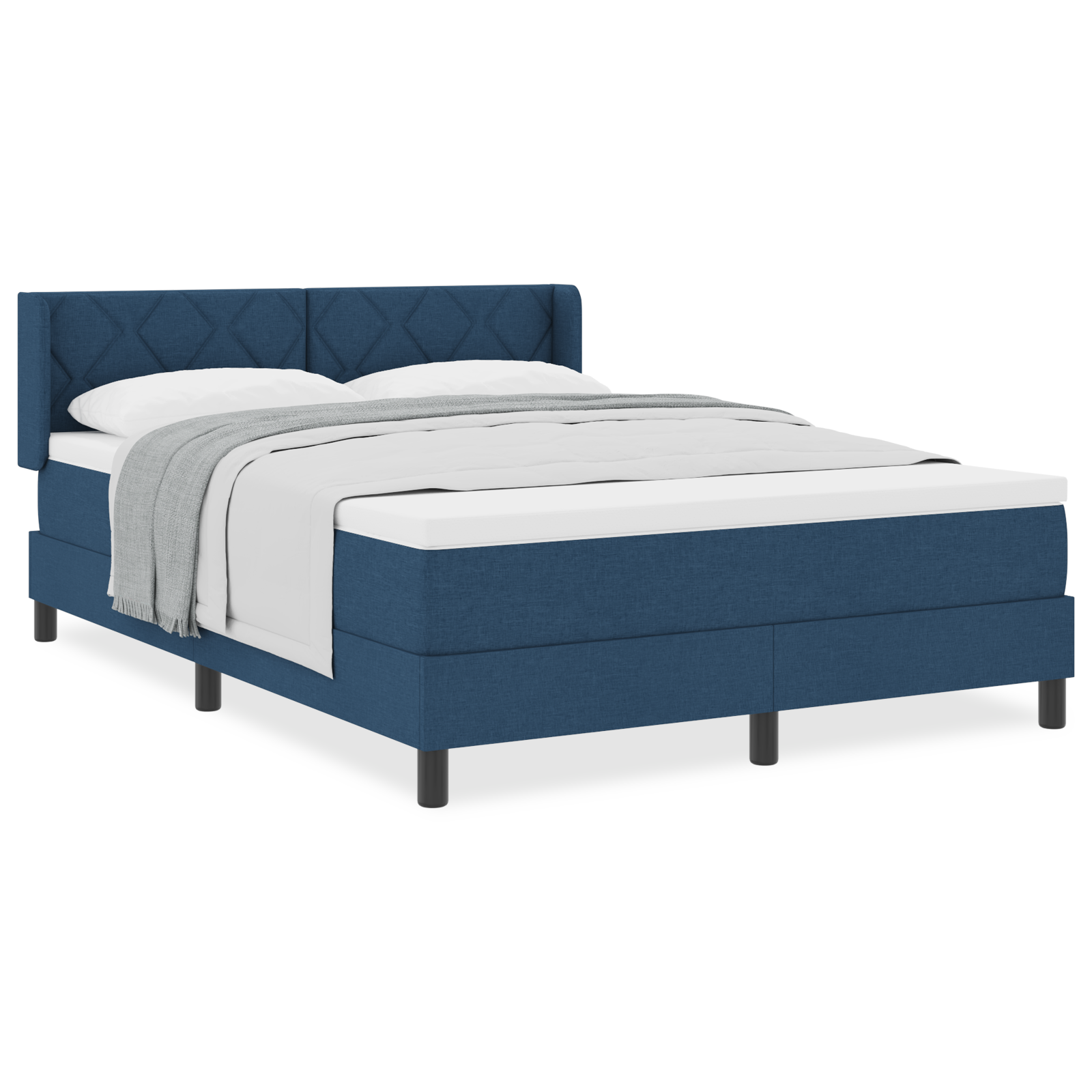 Box Spring Bed with Mattress Blue 160x200 cm Fabric - Image 4