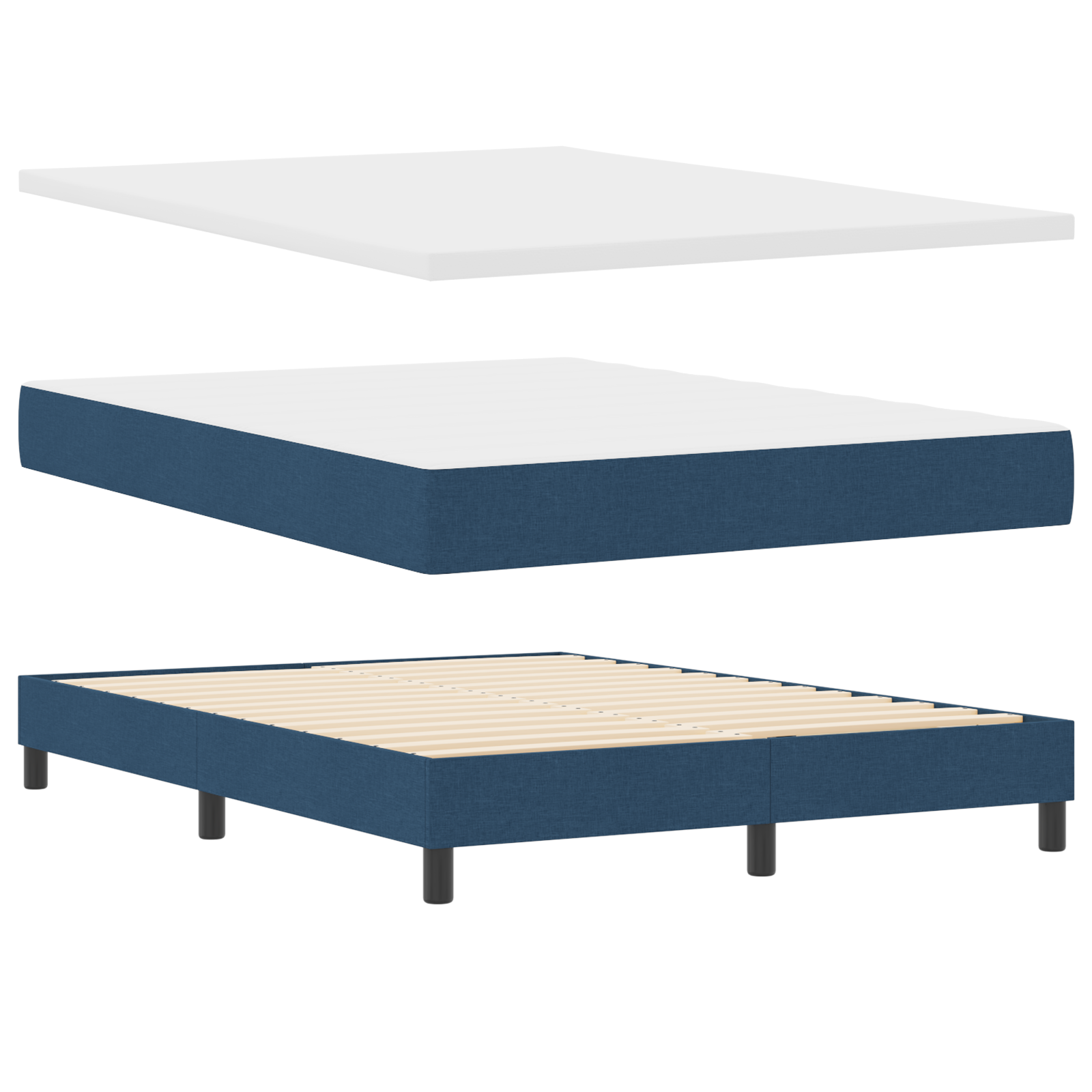 Box Spring Bed with Mattress Blue 160x200 cm Fabric - Image 3