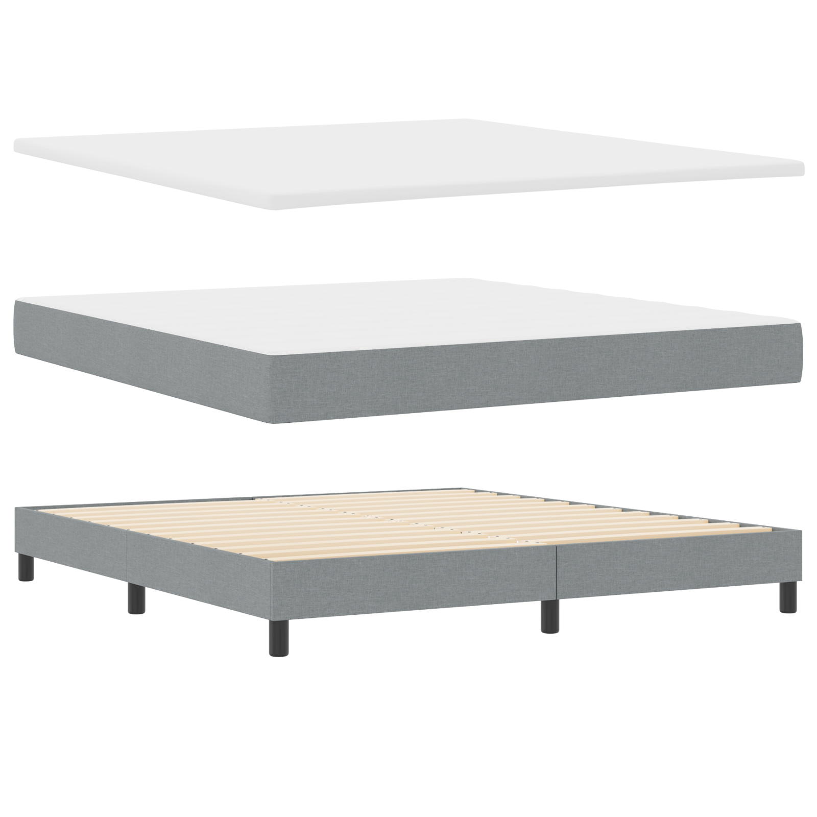 Thumbnail - vidaXL Boxspringbett mit Matratze Hellgrau 180x200 cm Stoff