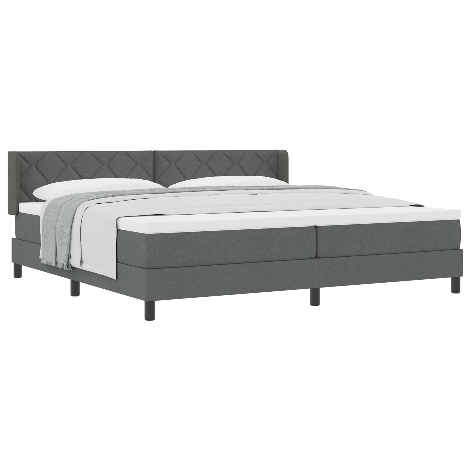 Thumbnail - vidaXL Boxspringbett mit Matratze in Dunkelgrau, 200 x 200 cm aus Stoff.