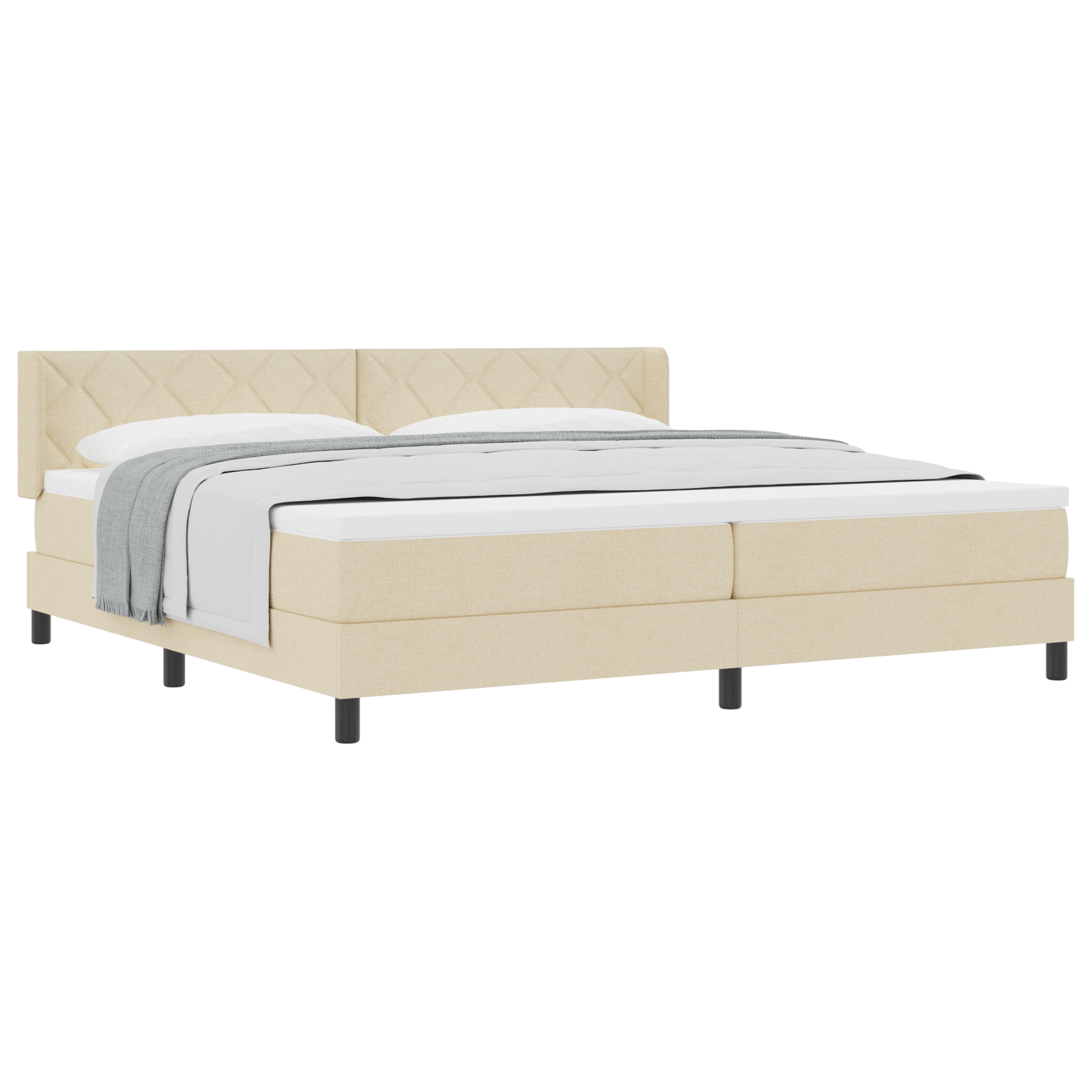 Thumbnail - vidaXL Boxspringbett mit Matratze in Creme, 200x200 cm, Stoff