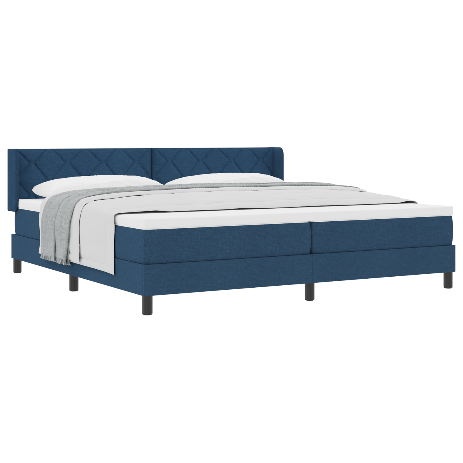 Thumbnail - vidaXL Boxspringbett mit Matratze in Blau, 200 cm x 200 cm, aus Stoff