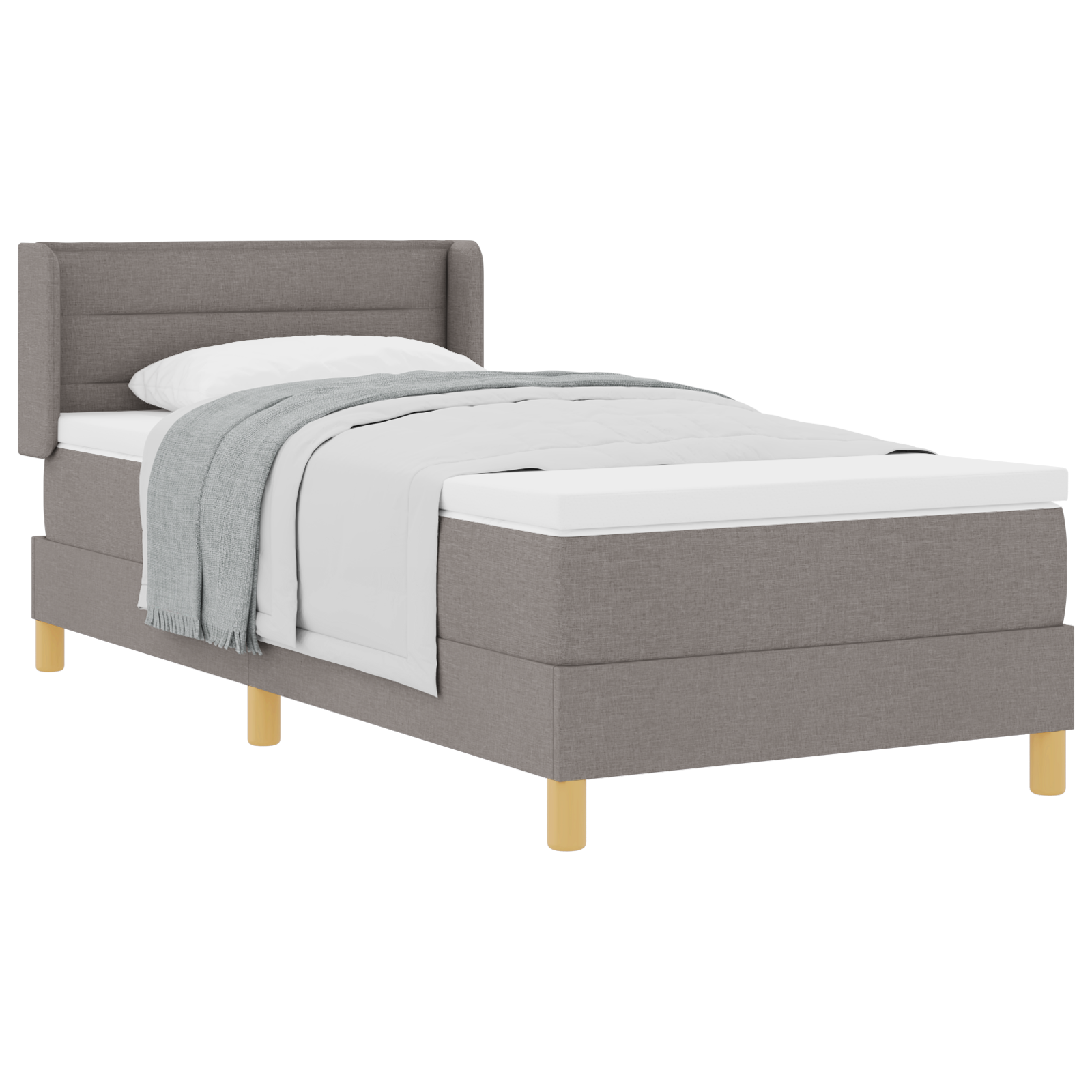 Thumbnail - vidaXL Boxspringbett mit Matratze in Taupe, 90x200 cm, Stoff