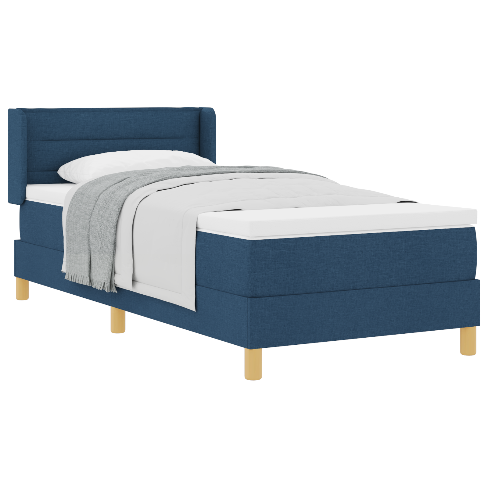 Thumbnail - vidaXL Boxspringbett mit Matratze in Blau, 90 x 200 cm, Stoff