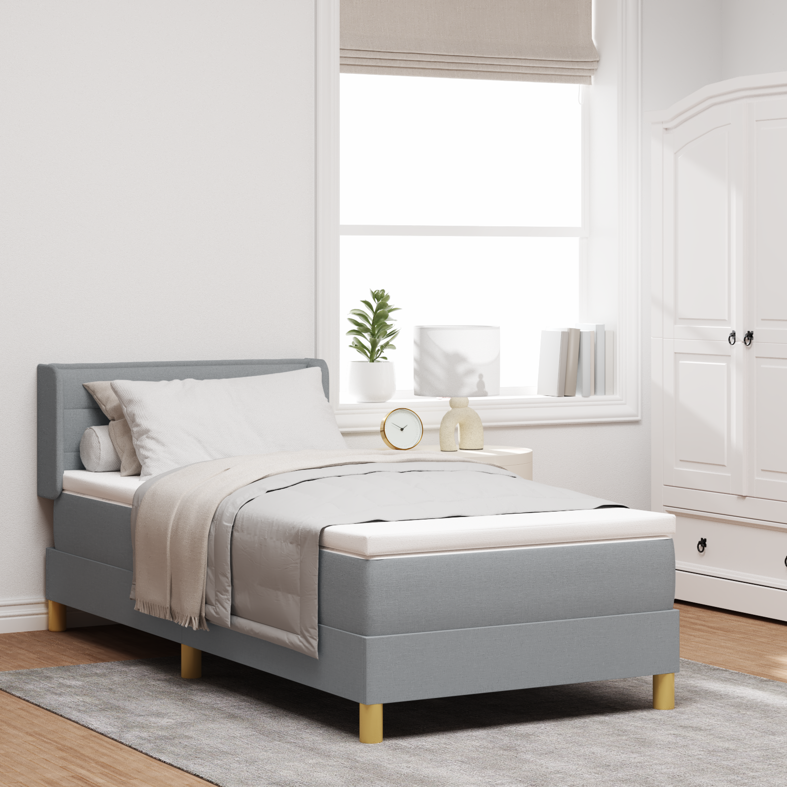 Thumbnail - vidaXL Boxspringbett in Hellgrau mit Matratze (100 x 200 cm)