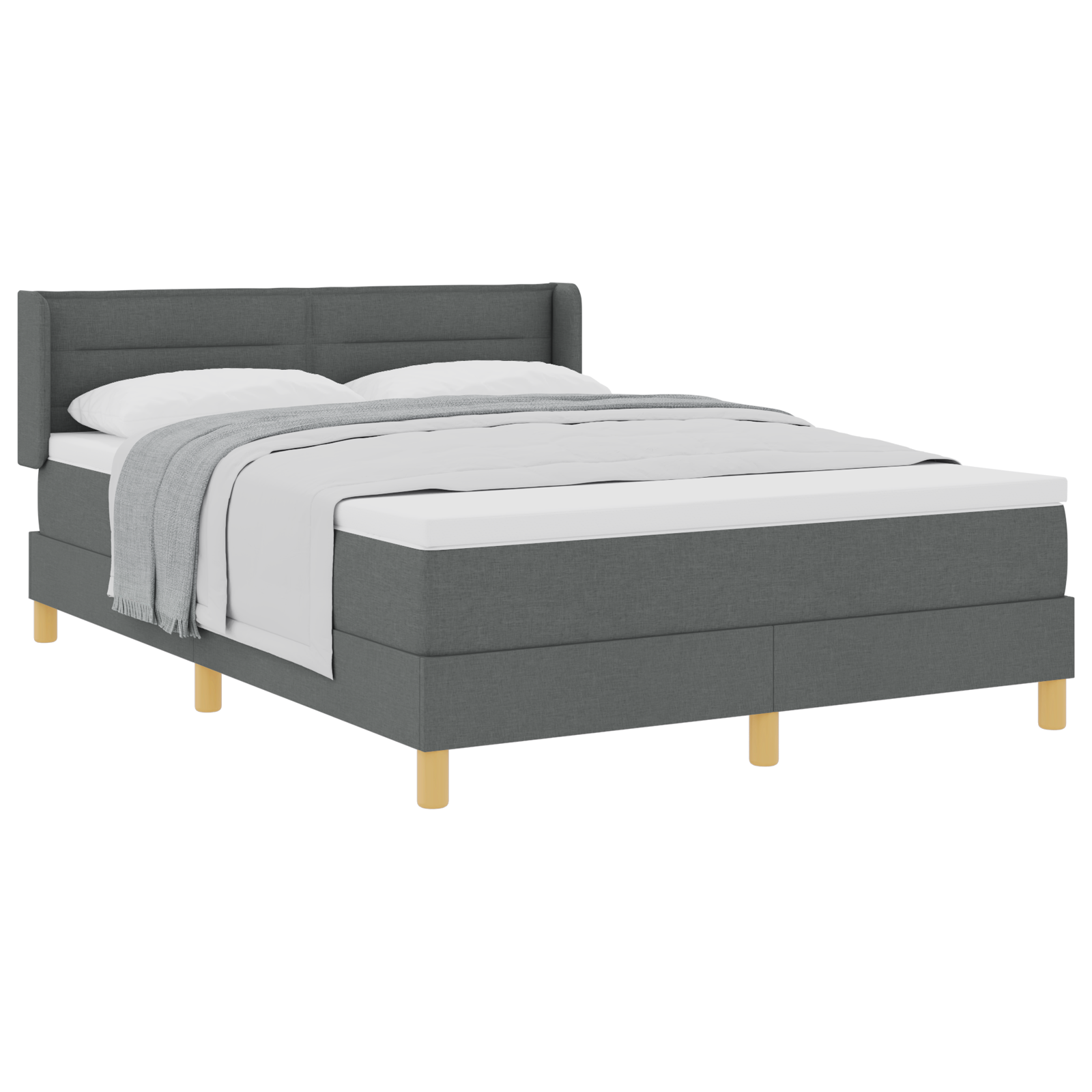 Thumbnail - vidaXL Boxspringbett mit Matratze in Dunkelgrau - 140x190 cm, Stoff