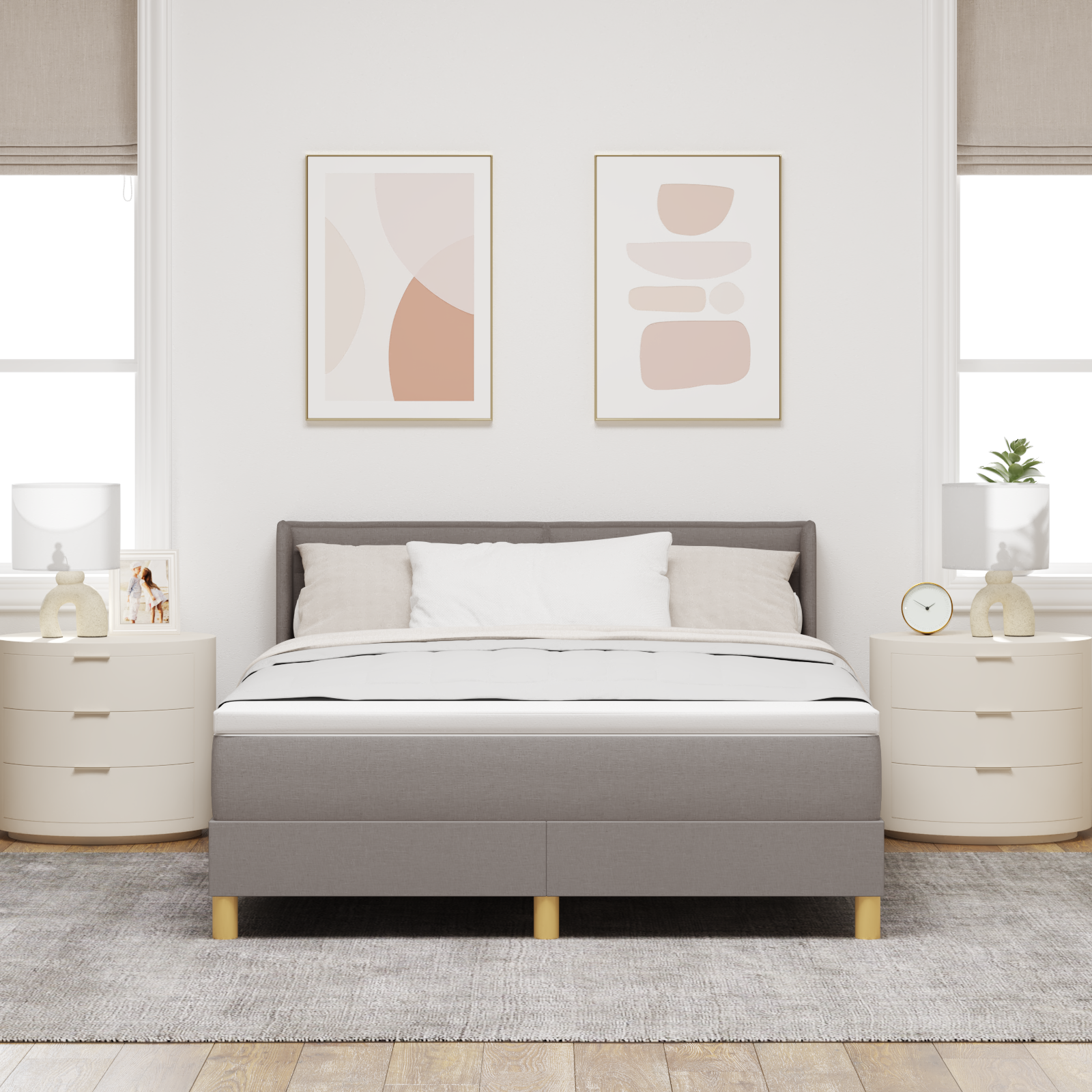 Box Spring Bed with Mattress Taupe 140x200 cm Fabric - Image 5