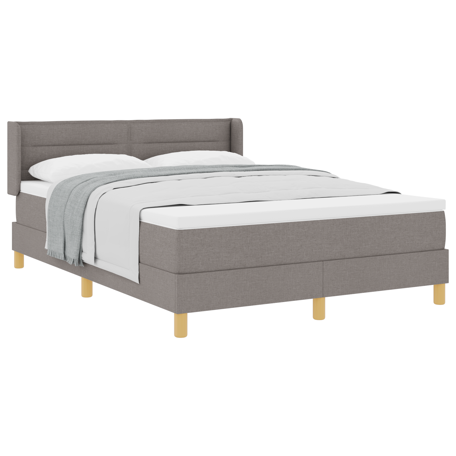 Box Spring Bed with Mattress Taupe 140x200 cm Fabric - Image 2