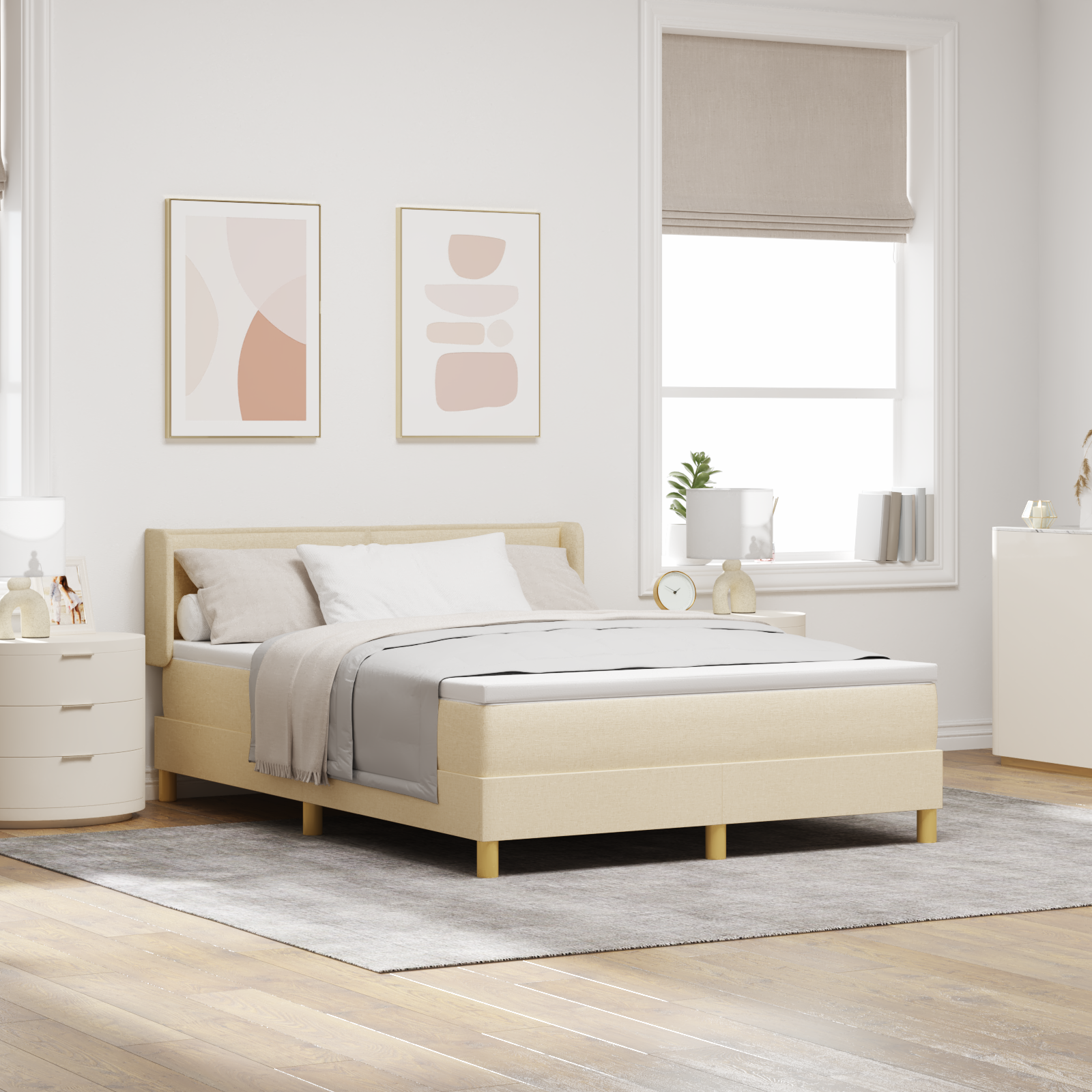 Thumbnail - vidaXL Boxspringbett mit Matratze - Creme - 140 x 200 cm - Stoff