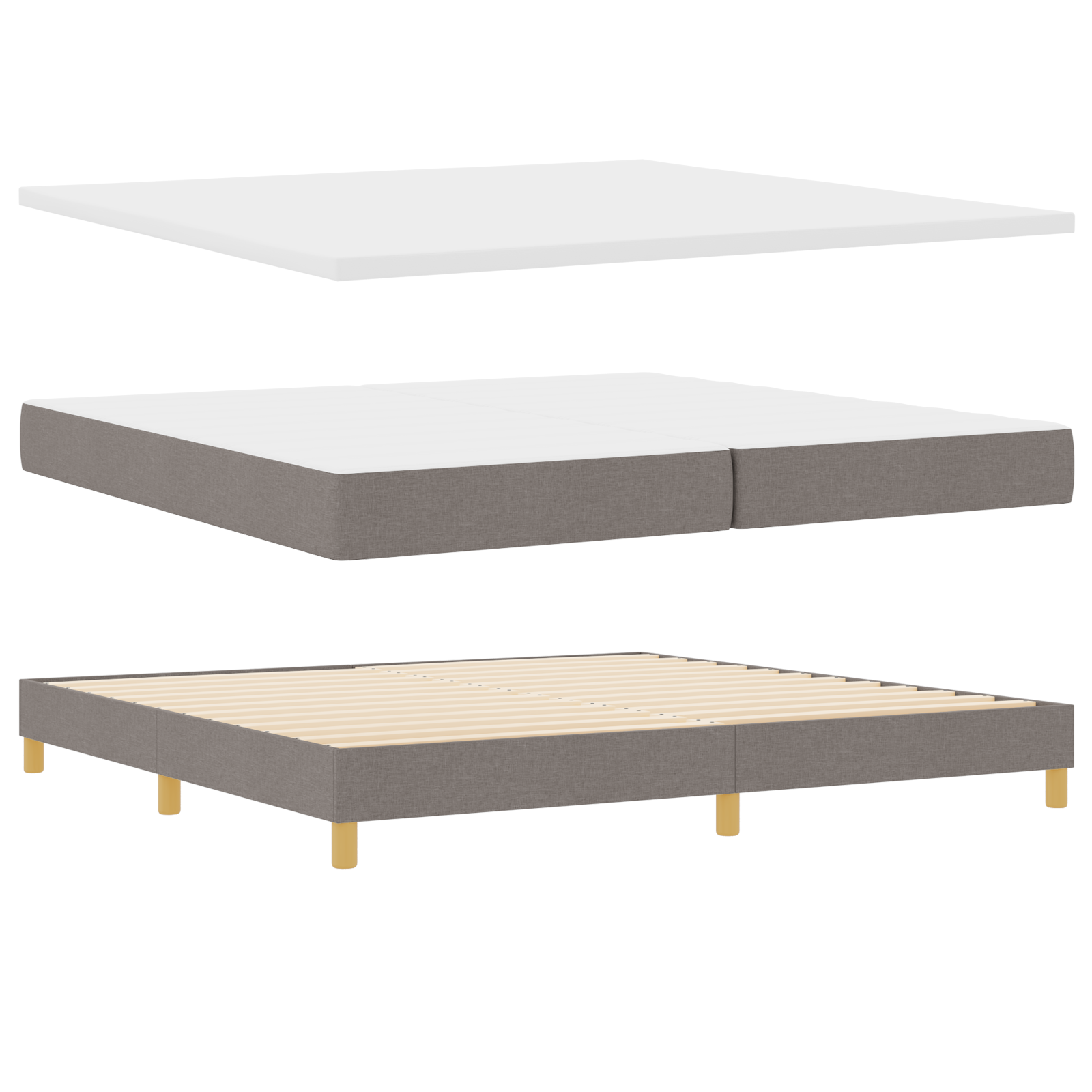 Box Spring Bed with Mattress Taupe 200x200 cm Fabric - Image 2