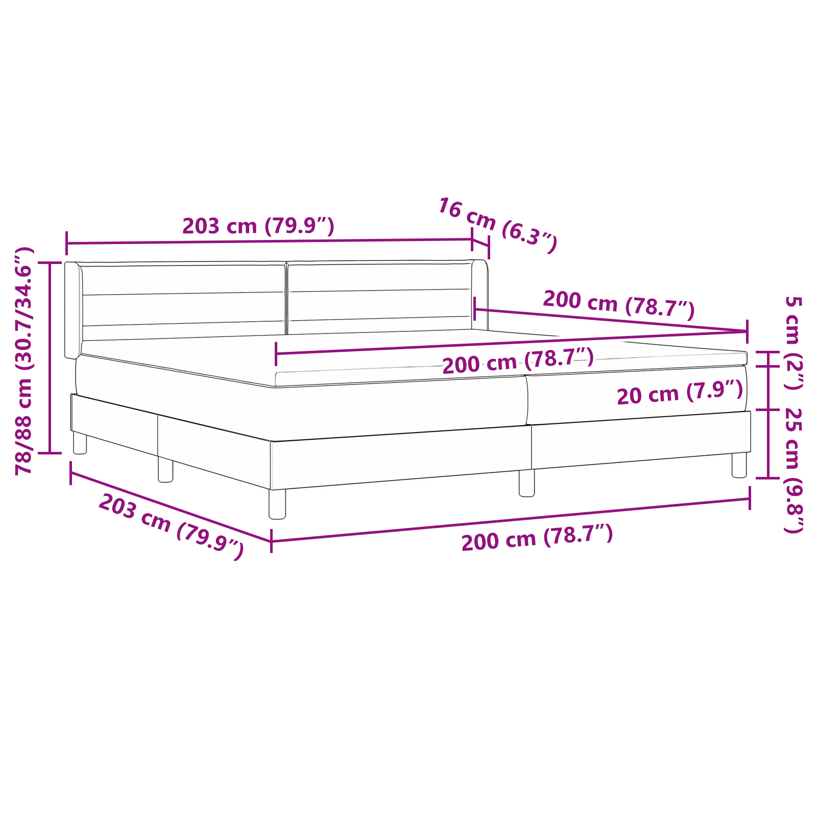 Box Spring Bed with Mattress Taupe 200x200 cm Fabric - Image 11
