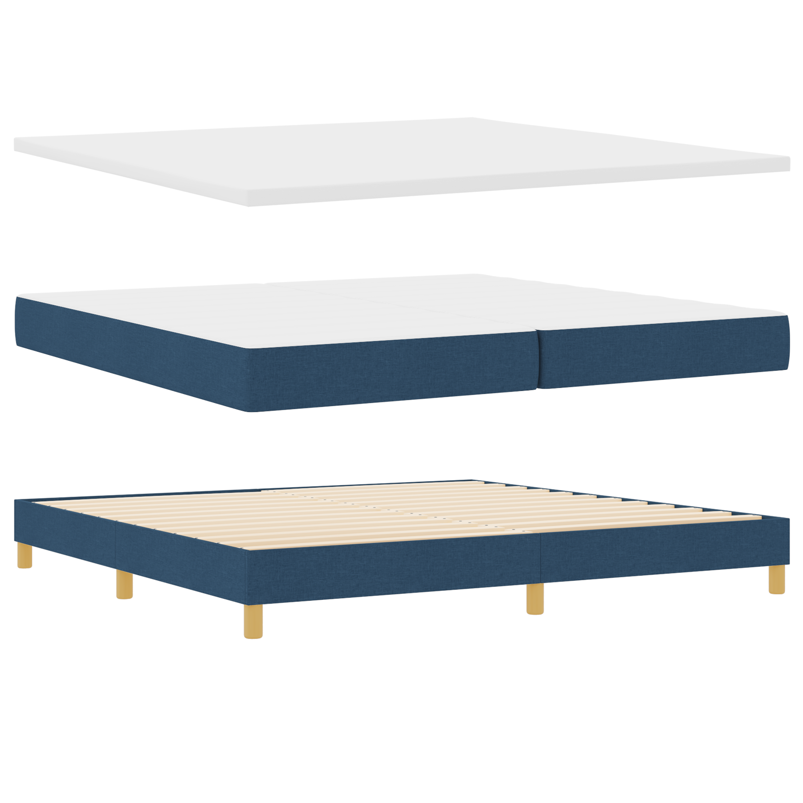 Thumbnail - vidaXL Boxspringbett mit Matratze in Blau, 200 x 200 cm, Stoff