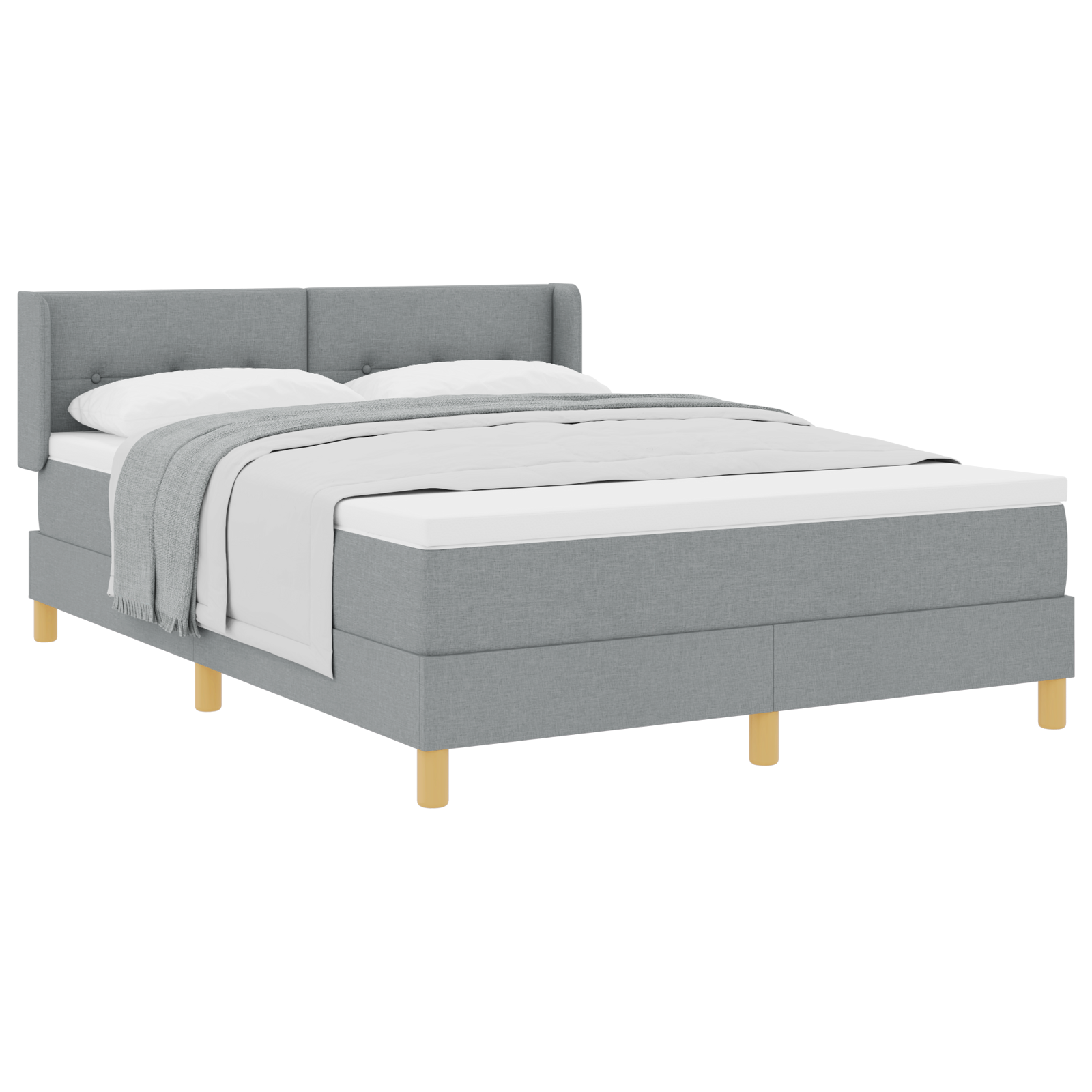 Thumbnail - vidaXL Hellgraues Boxspringbett & Matratze, 140x190 cm, aus Stoff