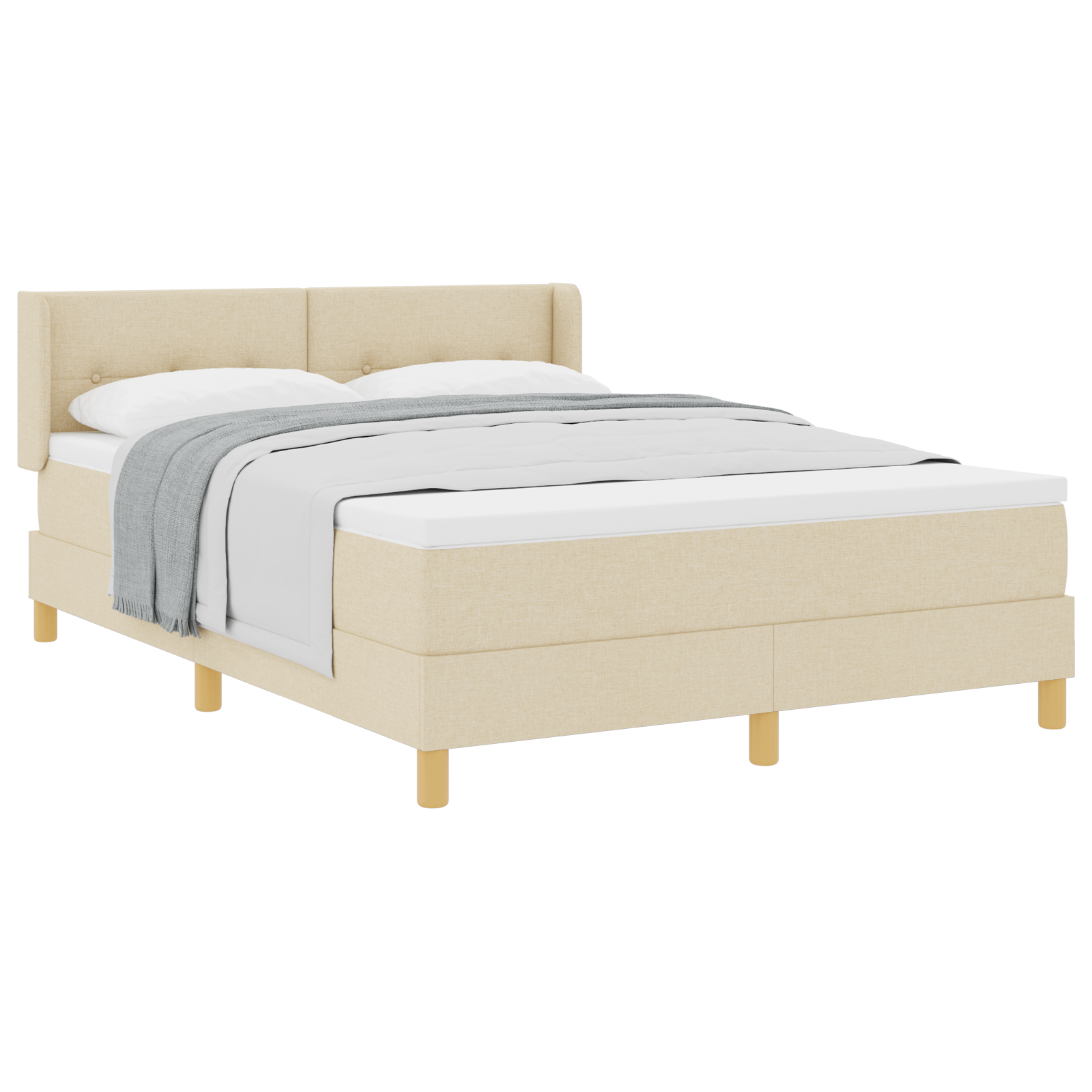 Thumbnail - vidaXL Boxspringbett mit Matratze in Creme, 140x190 cm, aus Stoff