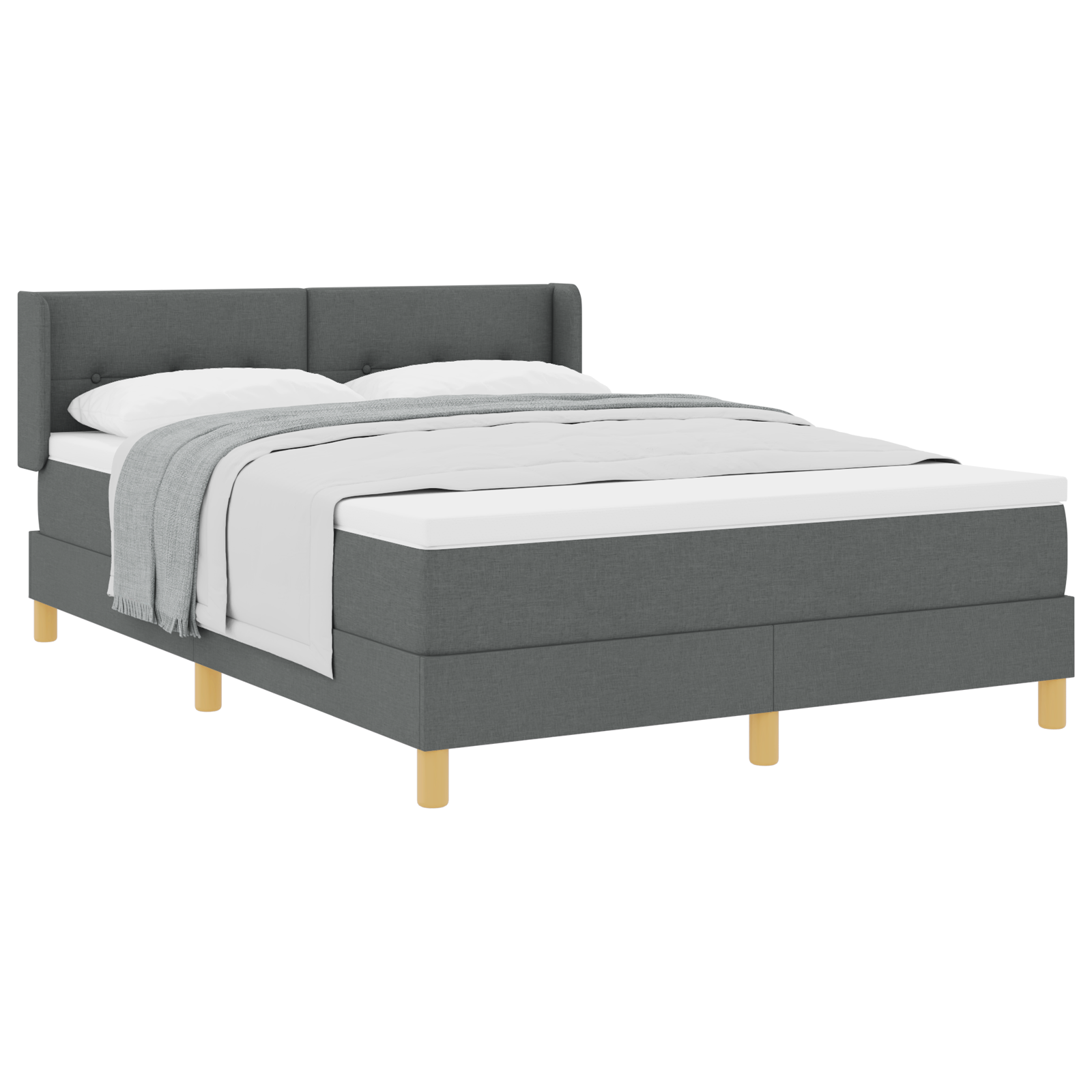 Thumbnail - vidaXL Boxspringbett mit Matratze - Dunkelgrau, 140 x 200 cm, Stoff