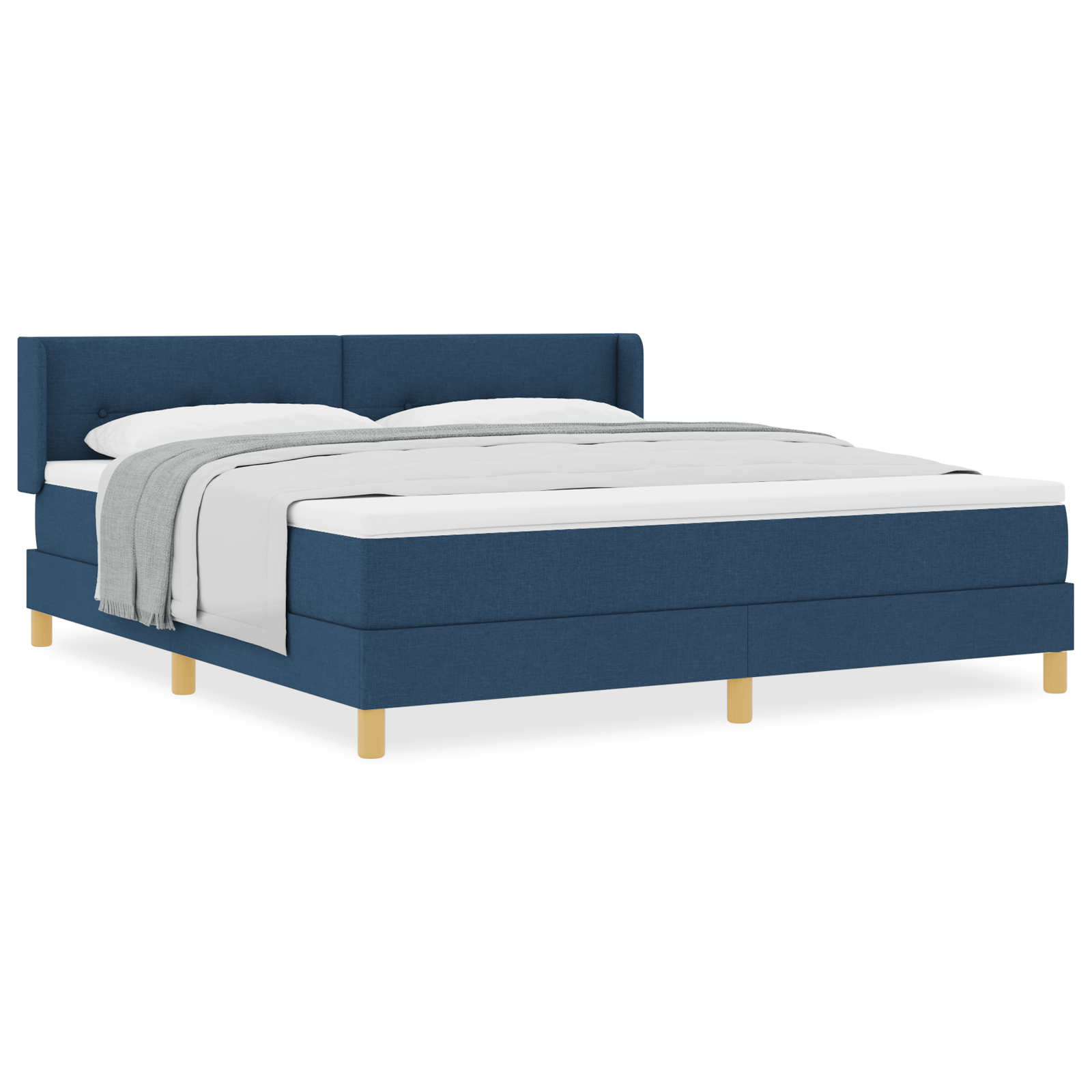 Box Spring Bed with Mattress Blue 180x200 cm Fabric - Image 4