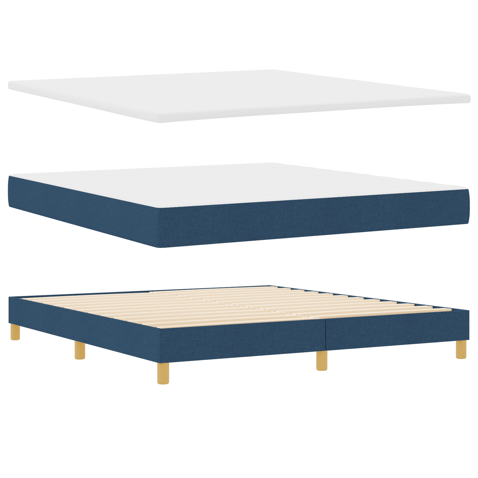 Thumbnail - vidaXL Boxspringbett mit Matratze in Blau, 180 x 200 cm, Gewebe