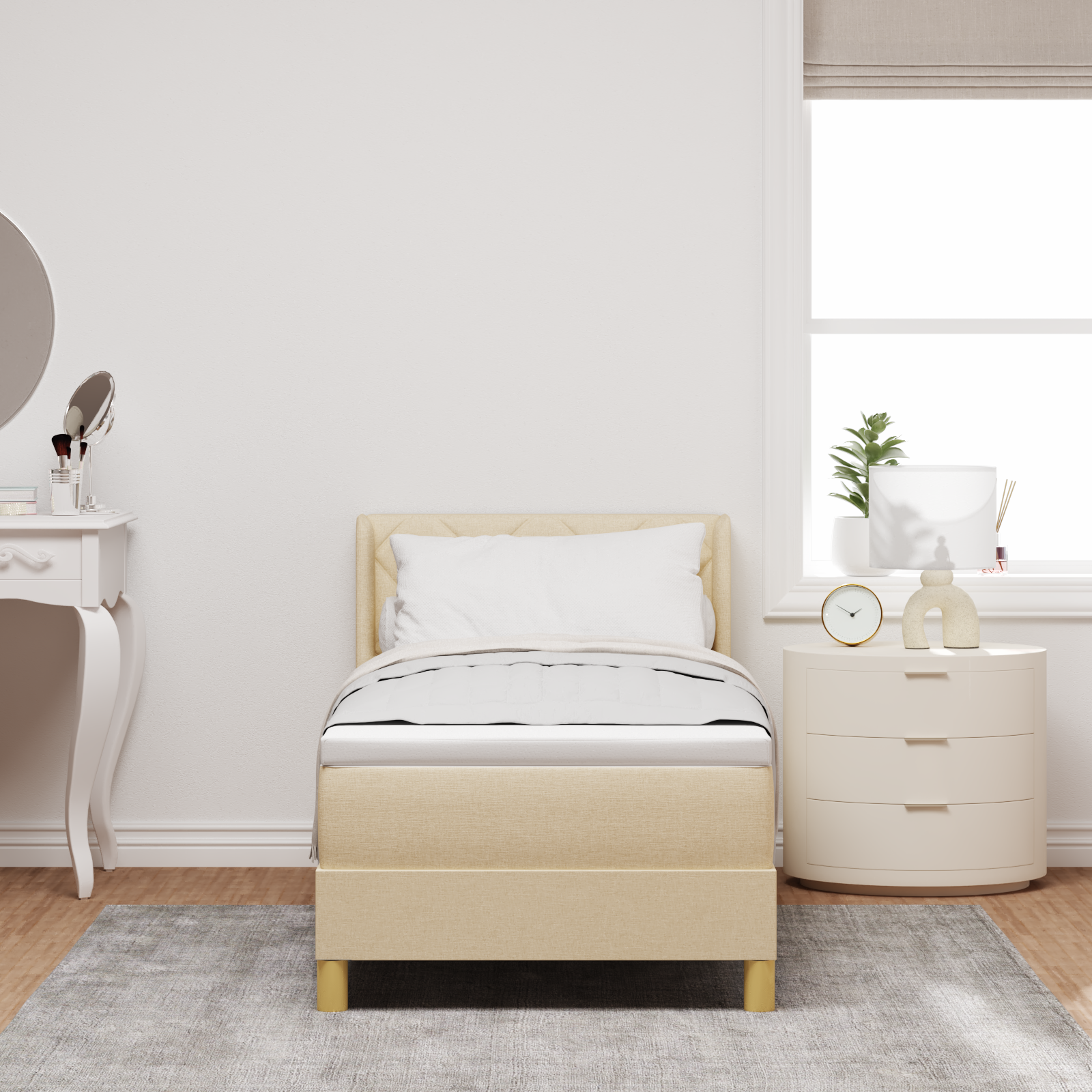 Thumbnail - vidaXL Boxspringbett mit Matratze, Creme, 80 x 200 cm, Stoff