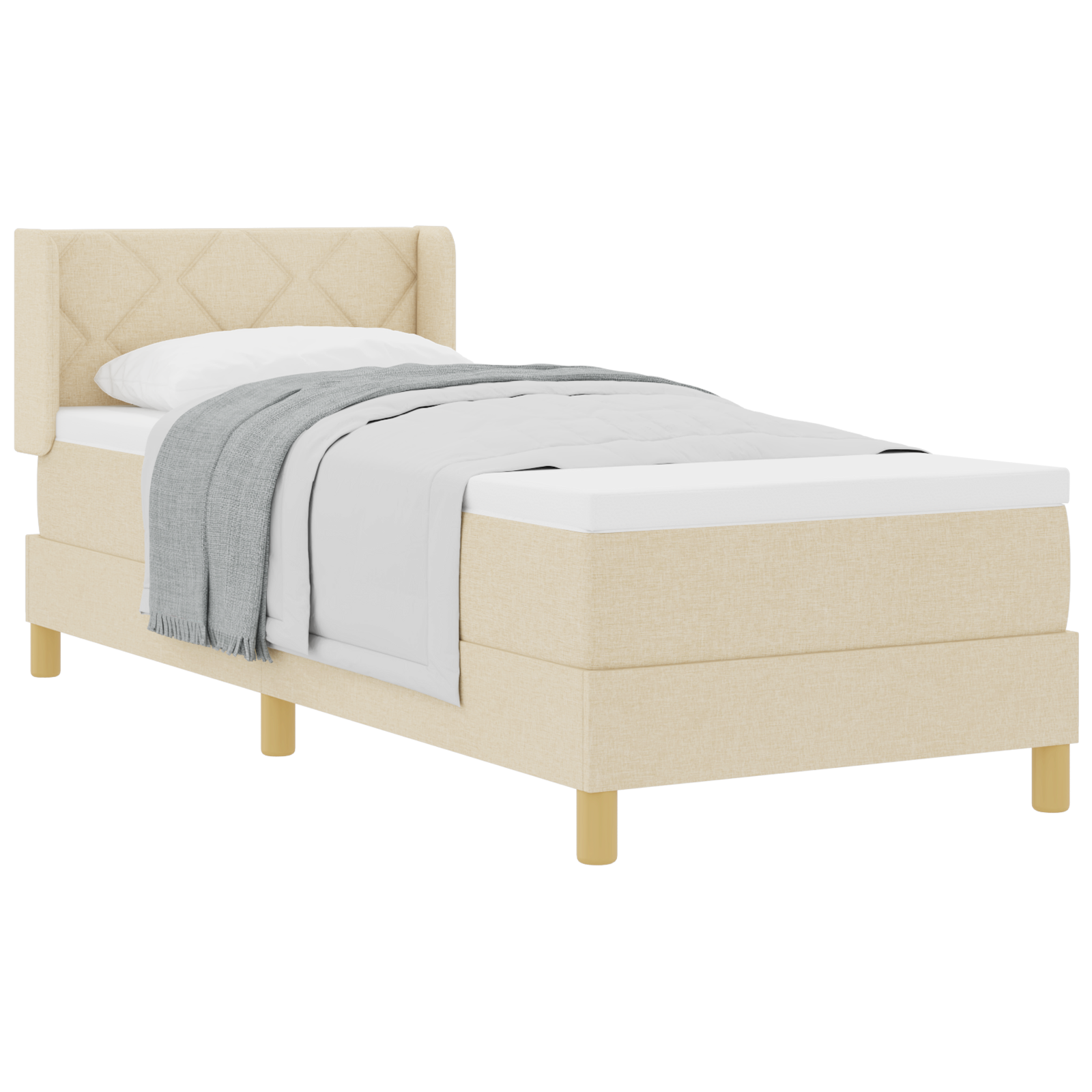 Thumbnail - vidaXL Boxspringbett mit Matratze, Creme, 80 x 200 cm, Stoff